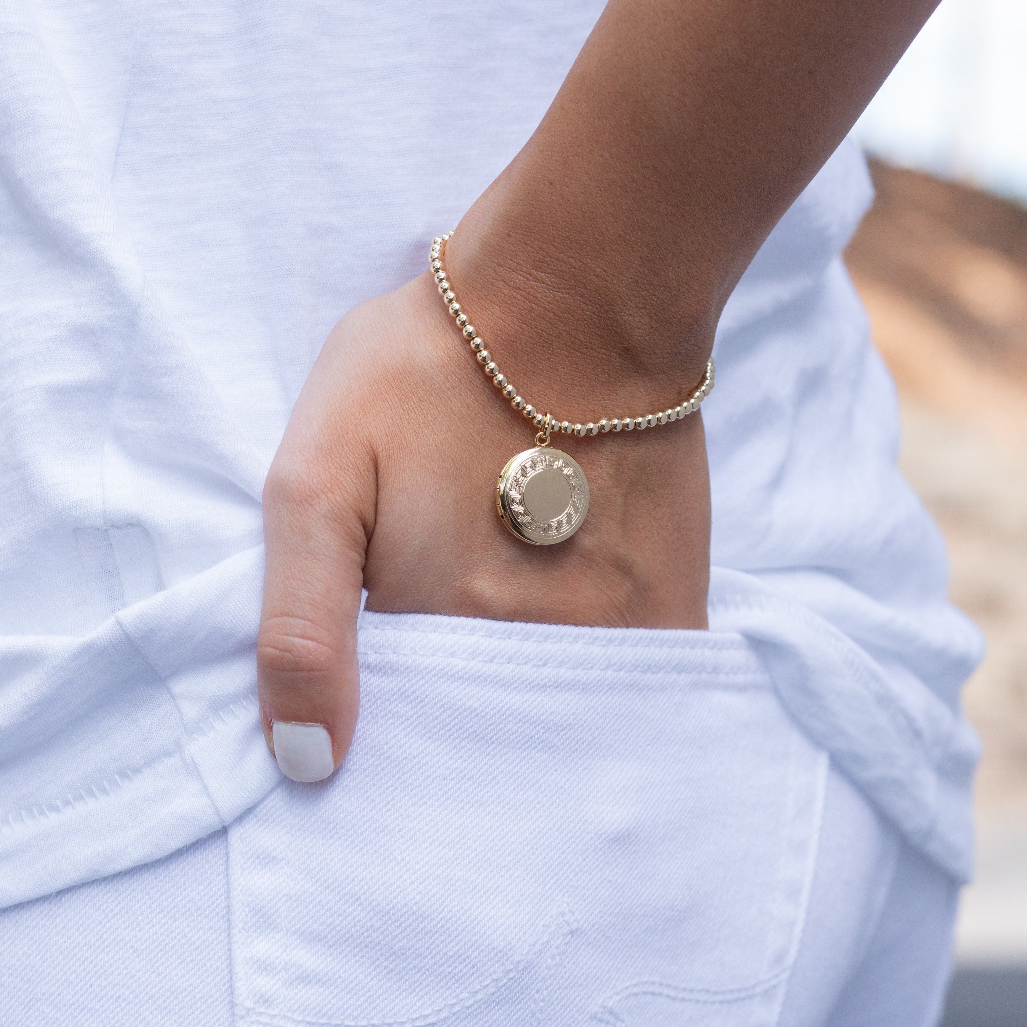 Classic Gold 3mm Bracelet - Cherish Small Gold Locket