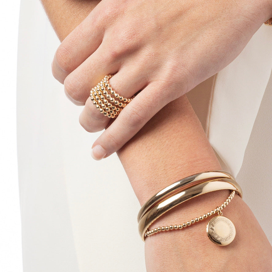 Classic Gold 3mm Bracelet - Cherish Small Gold Locket