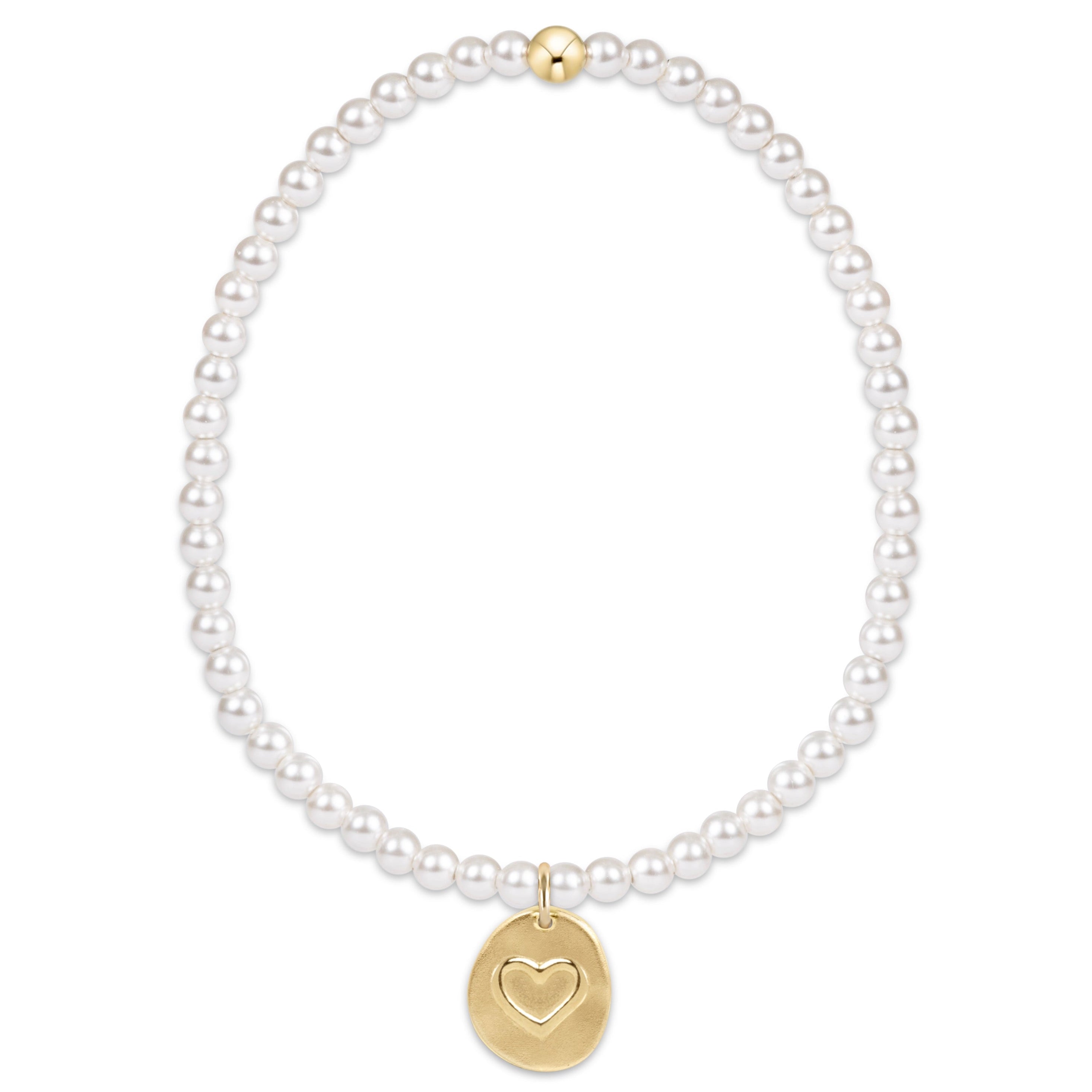 Classic Pearl 3mm Bracelet - Inspire Love Small Gold Disc