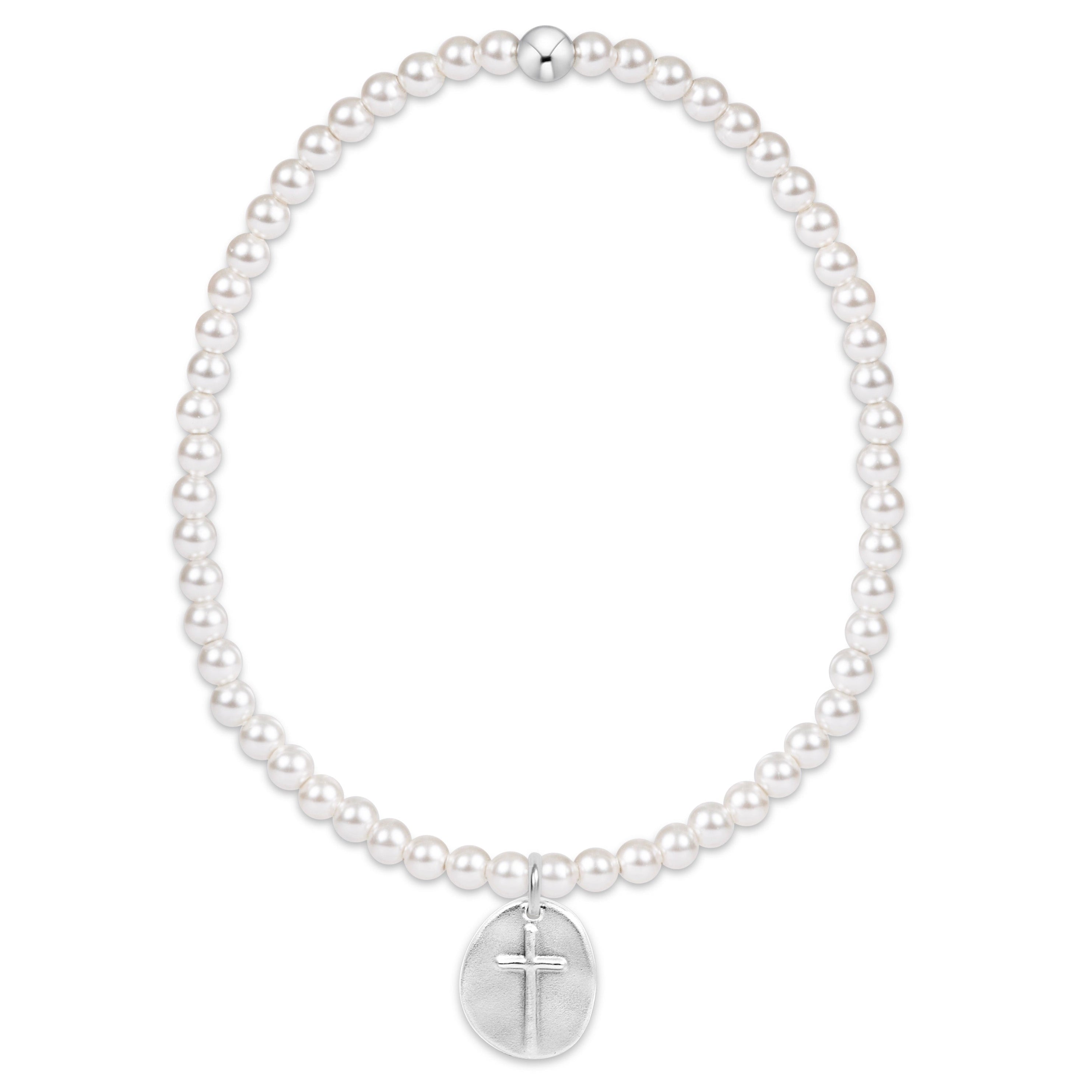 Classic Pearl 3mm Bracelet - Inspire Small Sterling Disc