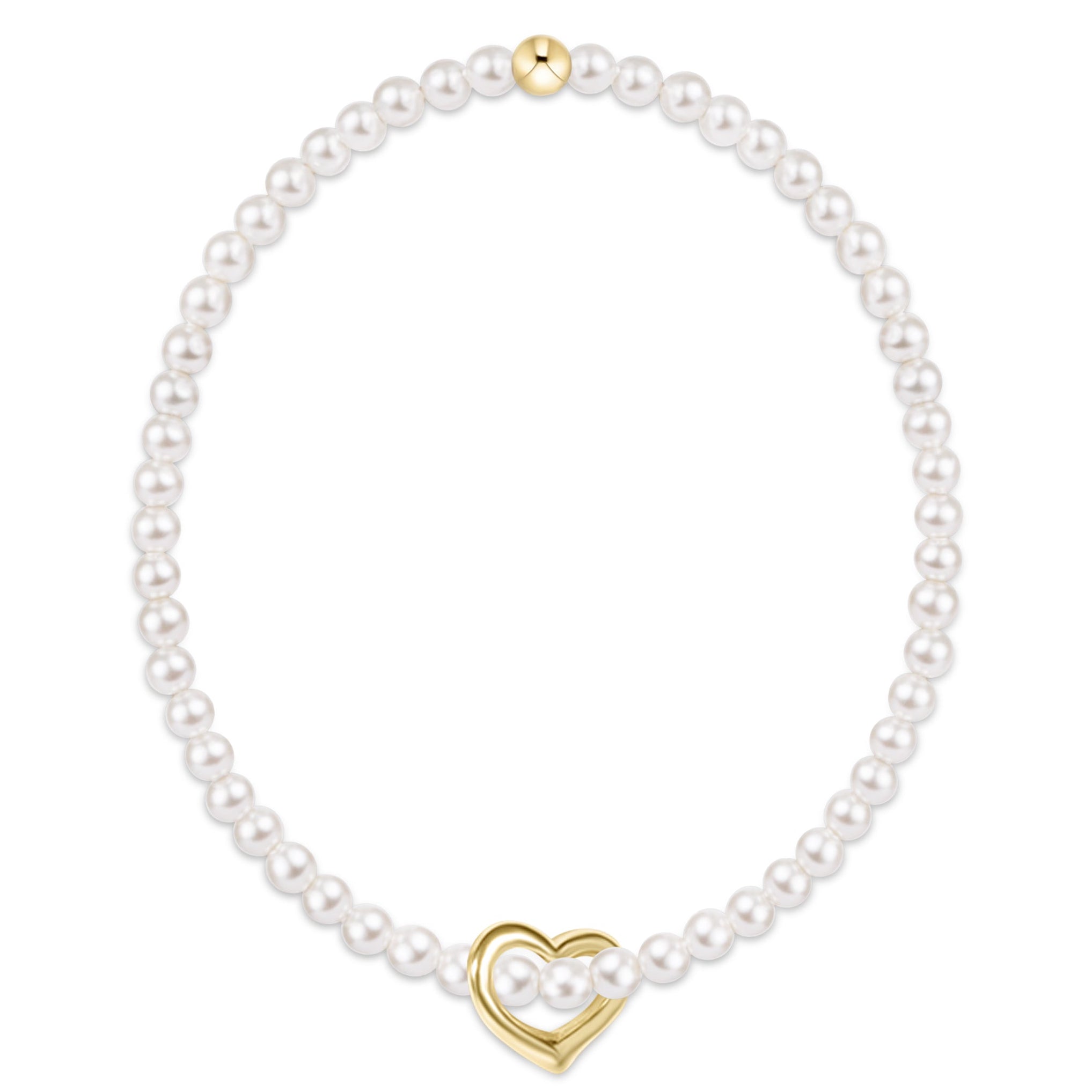 egirl Classic Pearl 3mm Bracelet - Love Gold Charm
