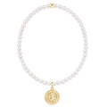 Classic Pearl 3mm Bracelet - Protection Gold Disc