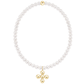 Classic Pearl 3mm Bracelet - Signature Cross 4mm Beaded Gold Charm