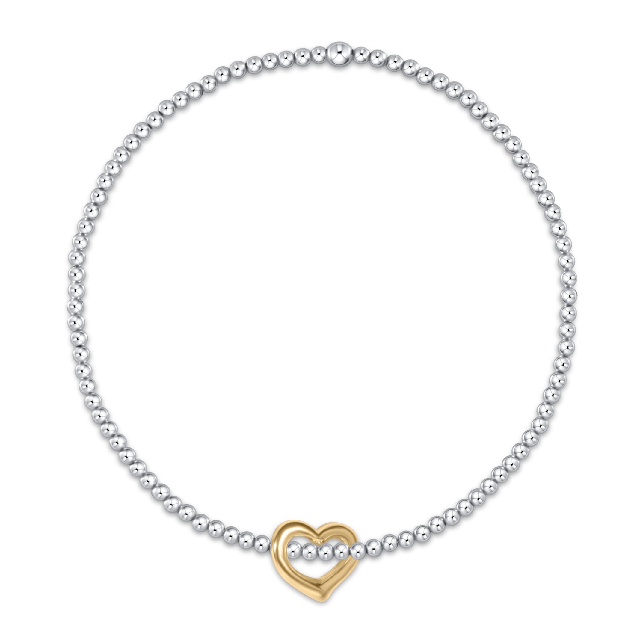 Classic Mixed Metal 2.5mm Bracelet - Love Gold Charm