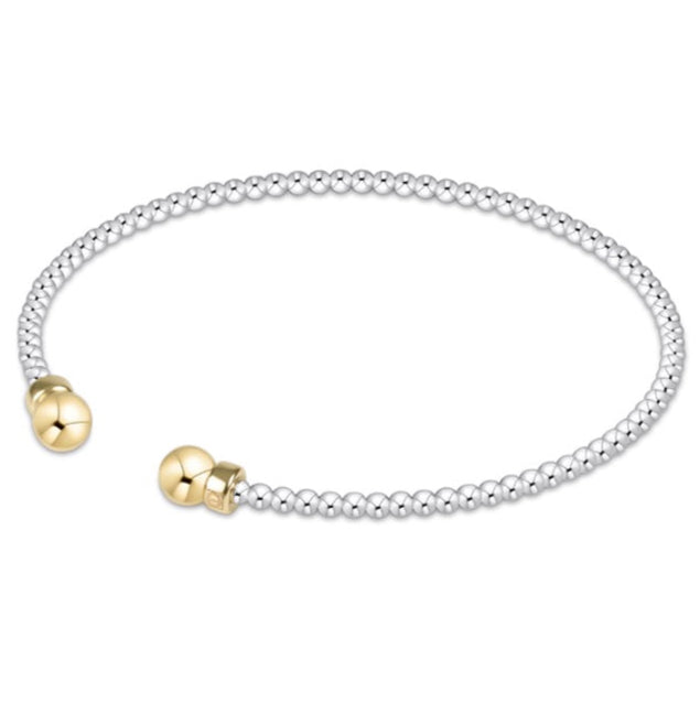 Classic Mixed Metal 2mm Bead Cuff - Gold