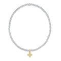 Classic Mixed Metal 2mm Bracelet - Signature Cross Small Gold Charm