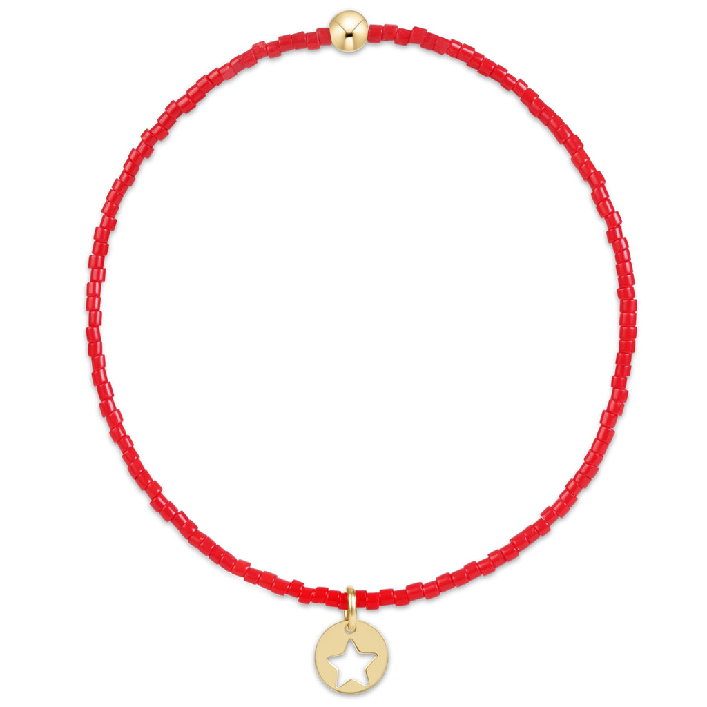Hope Classic Bracelet - Bright Red - Star Small Gold Disc