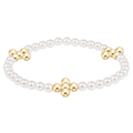 Beaded 4mm Gold Signature Cross 4mm Pearl Bracelet