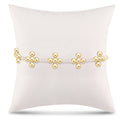 Signature Cross Sincerity Pattern Pearl 3mm Bead Bracelet - Classic Beaded Signature Cross Gold - 4mm Bead Gold