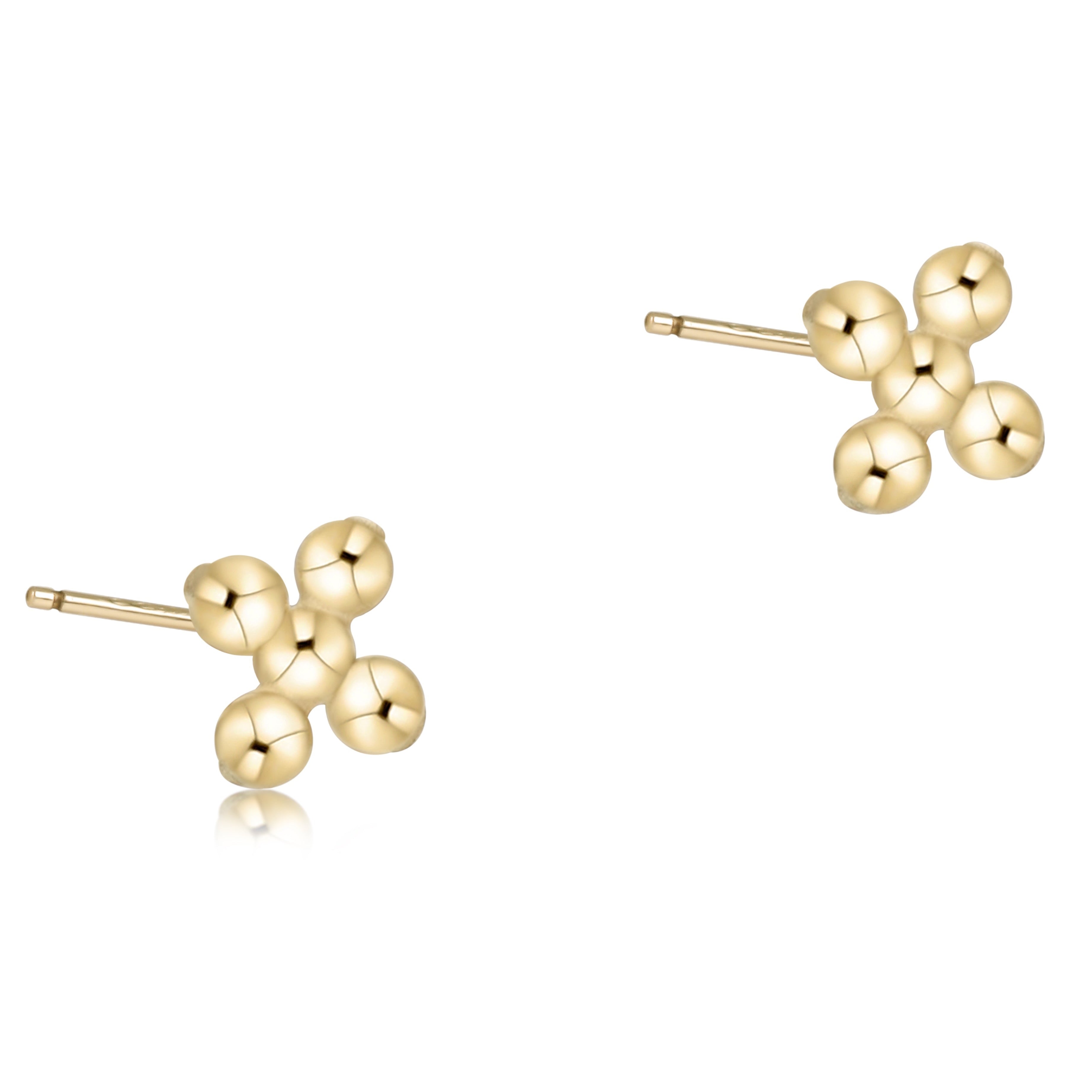 Signature Cross Beaded Small Gold Studs
