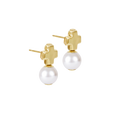 Signature Cross Small Gold Studs - Classic Pearl