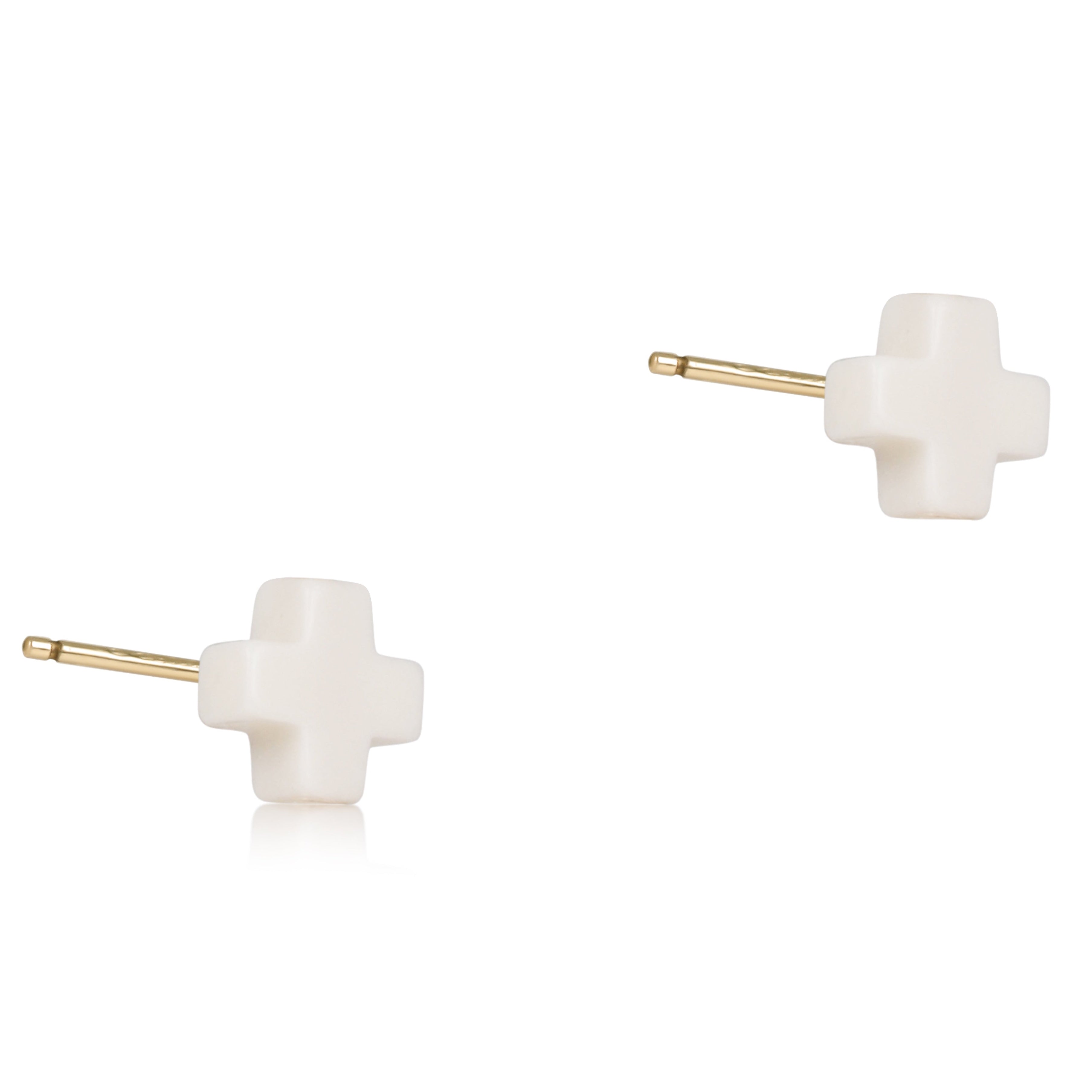 Signature Cross Small Studs - Off-White