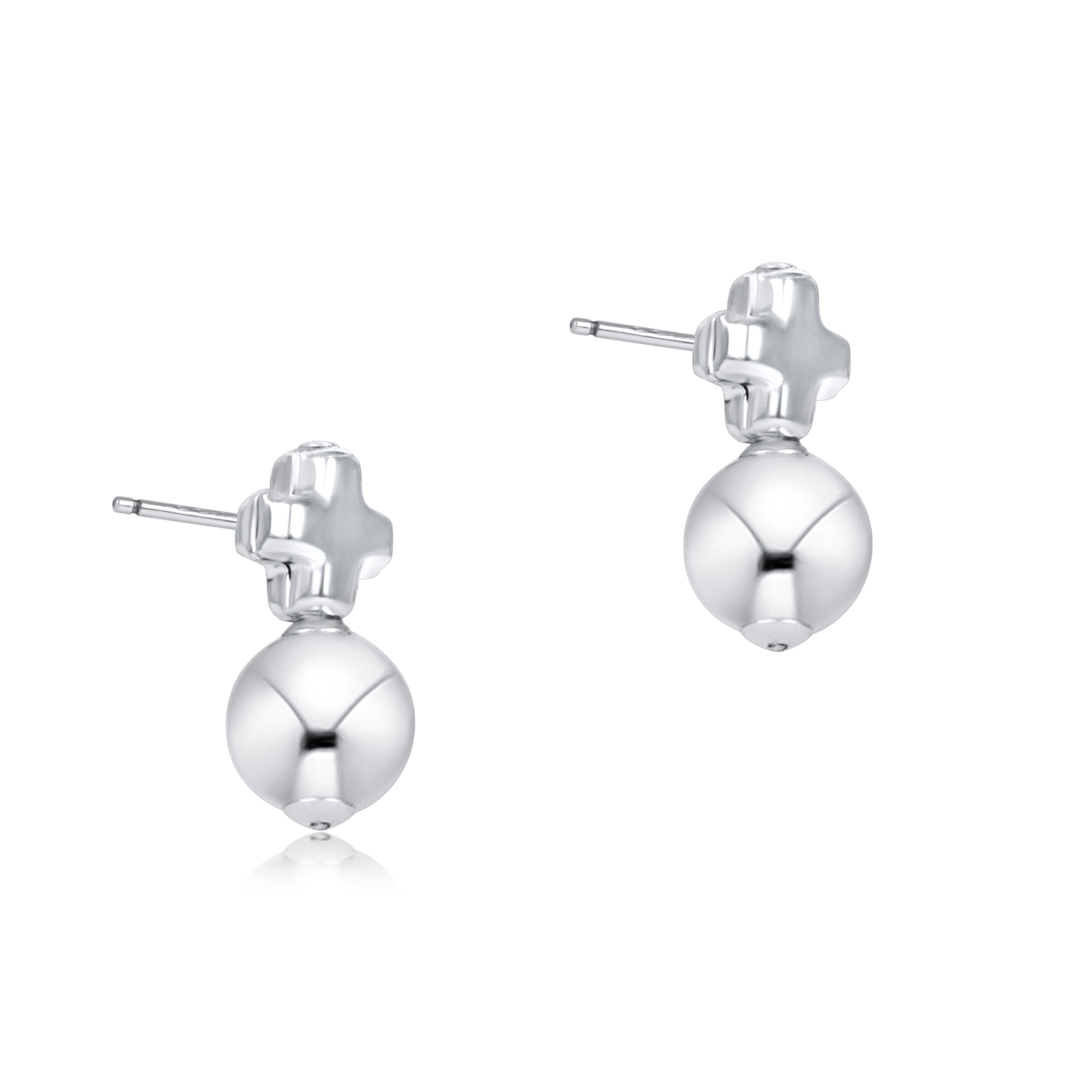 Signature Cross Small Sterling Studs - Classic Sterling