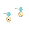 Signature Cross Small Turquoise Studs - Classic Gold
