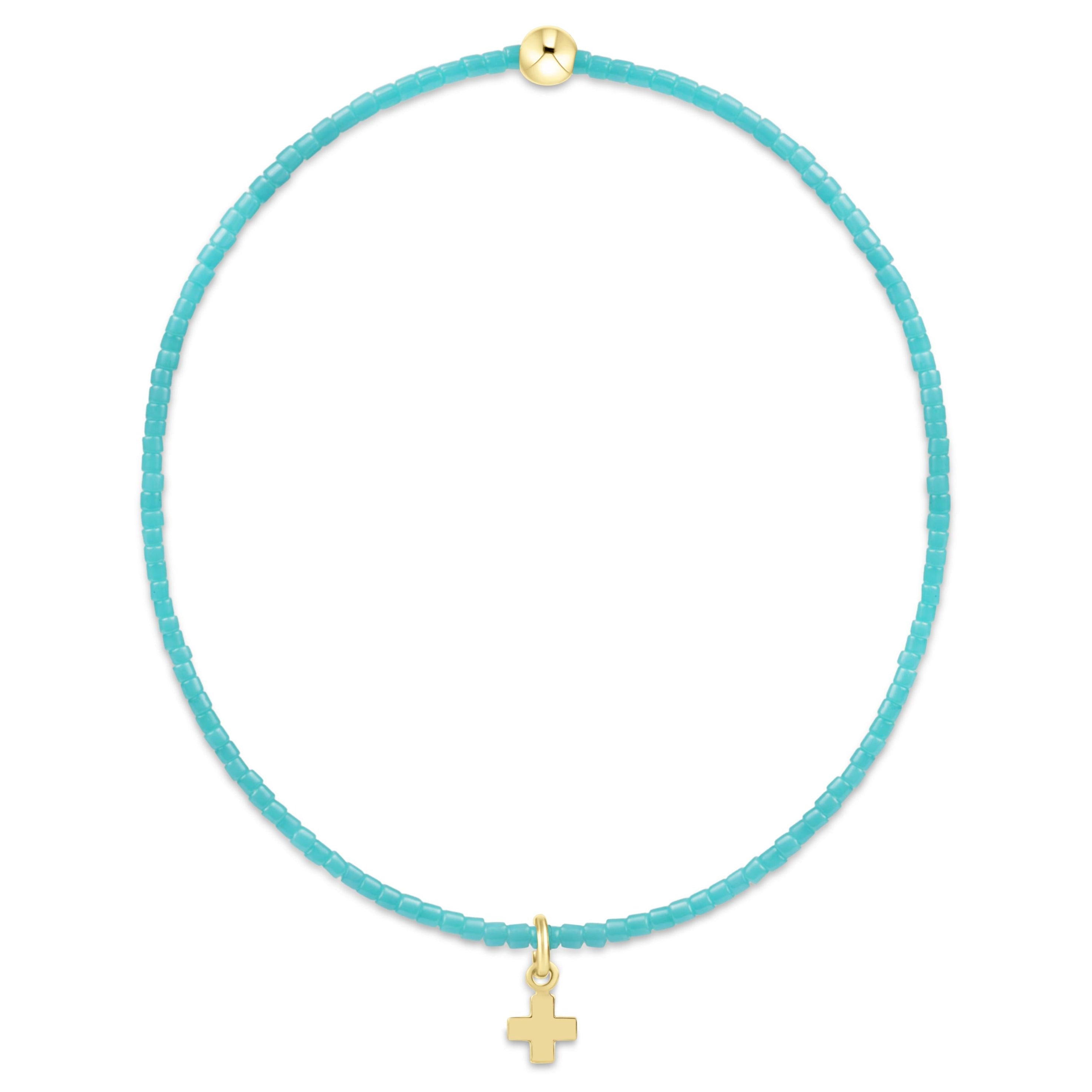 Hope Classic Turquoise Bracelet - Signature Cross Small Gold Charm