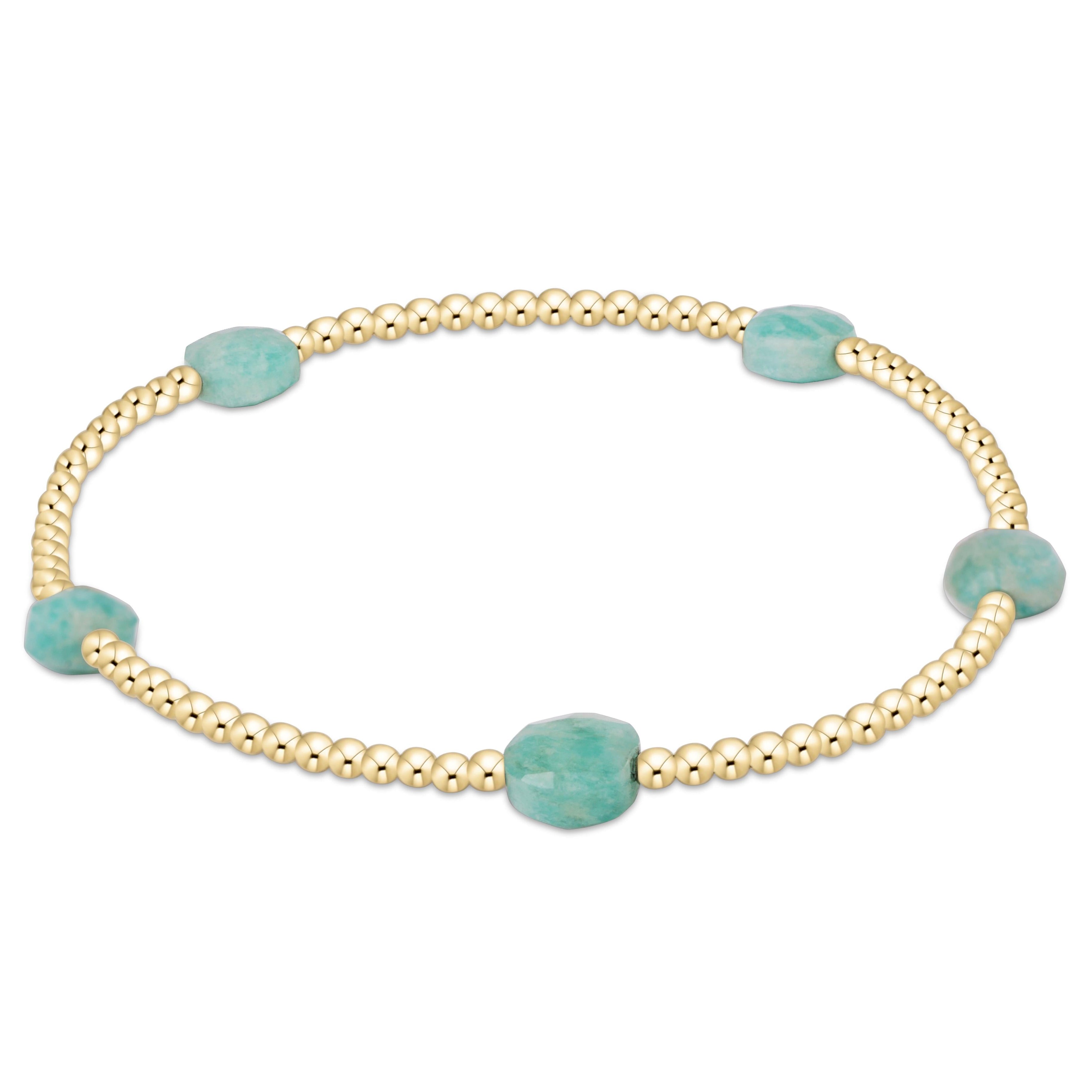 Admire Small Gem 2mm Gold Bracelet- Amazonite