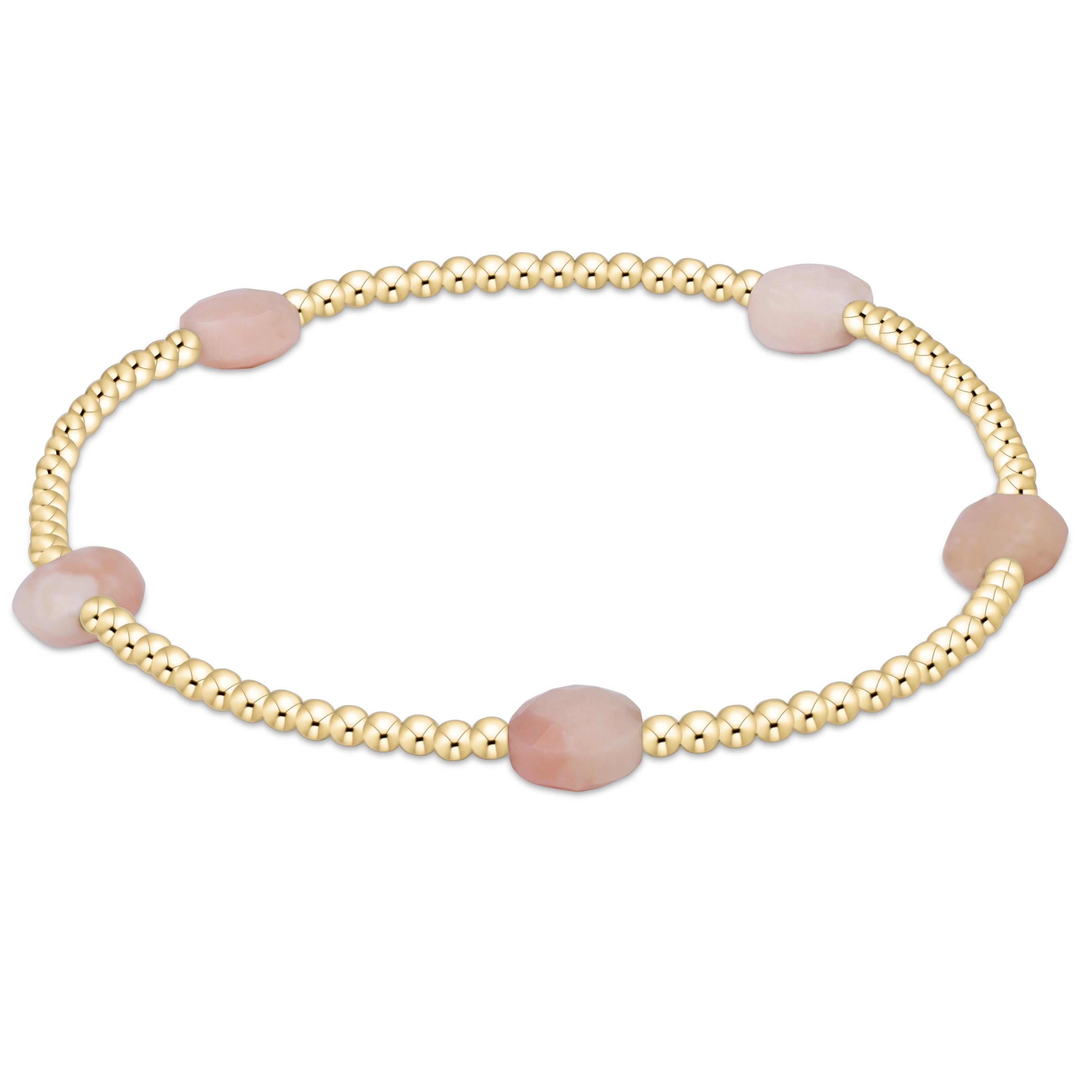 Admire Small Gem 2mm Gold Bracelet- Pink Opal