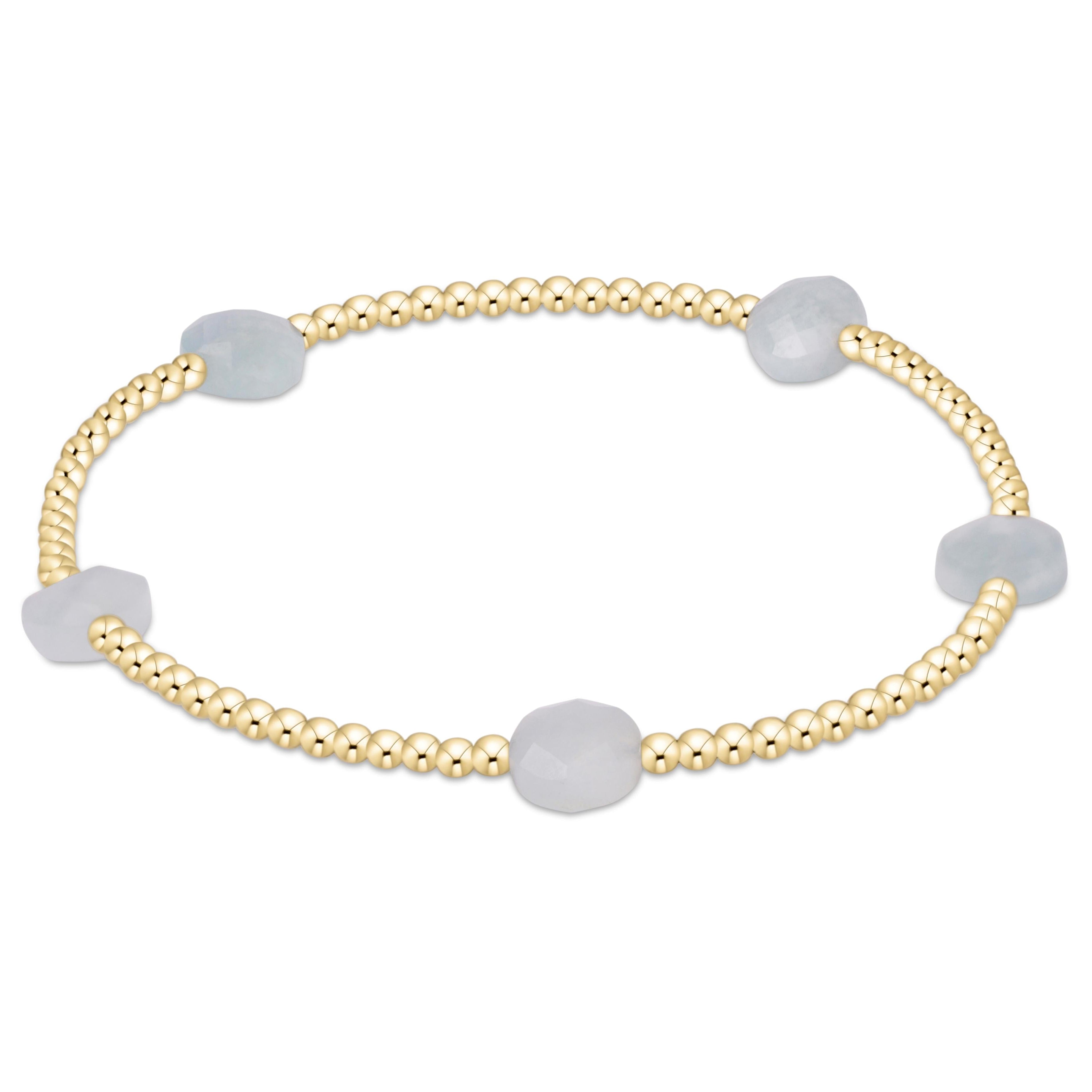 Admire Small Gem 2mm Gold Bracelet - Aquamarine