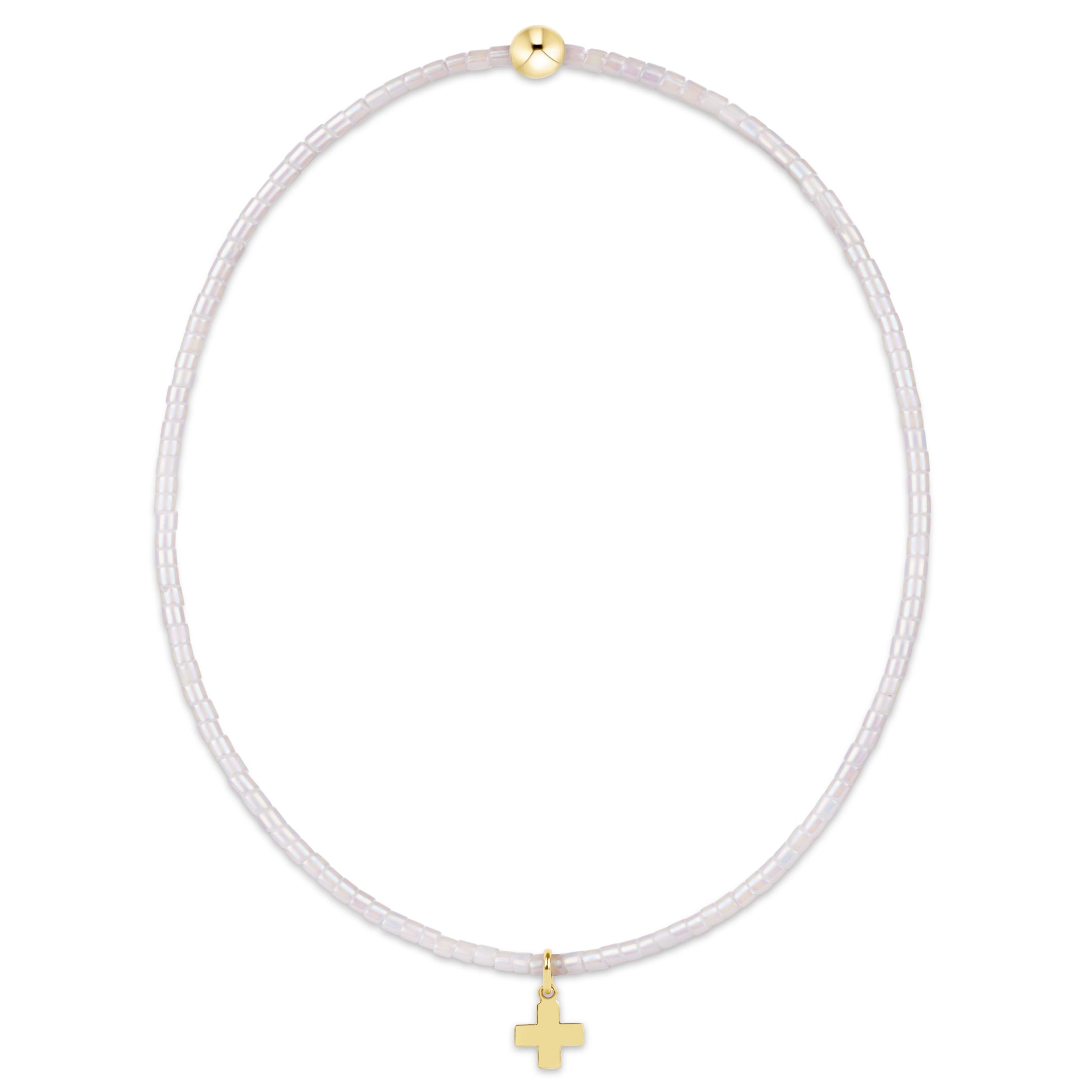 Hope Classic Silky White Bracelet - Signature Cross Small Gold Charm