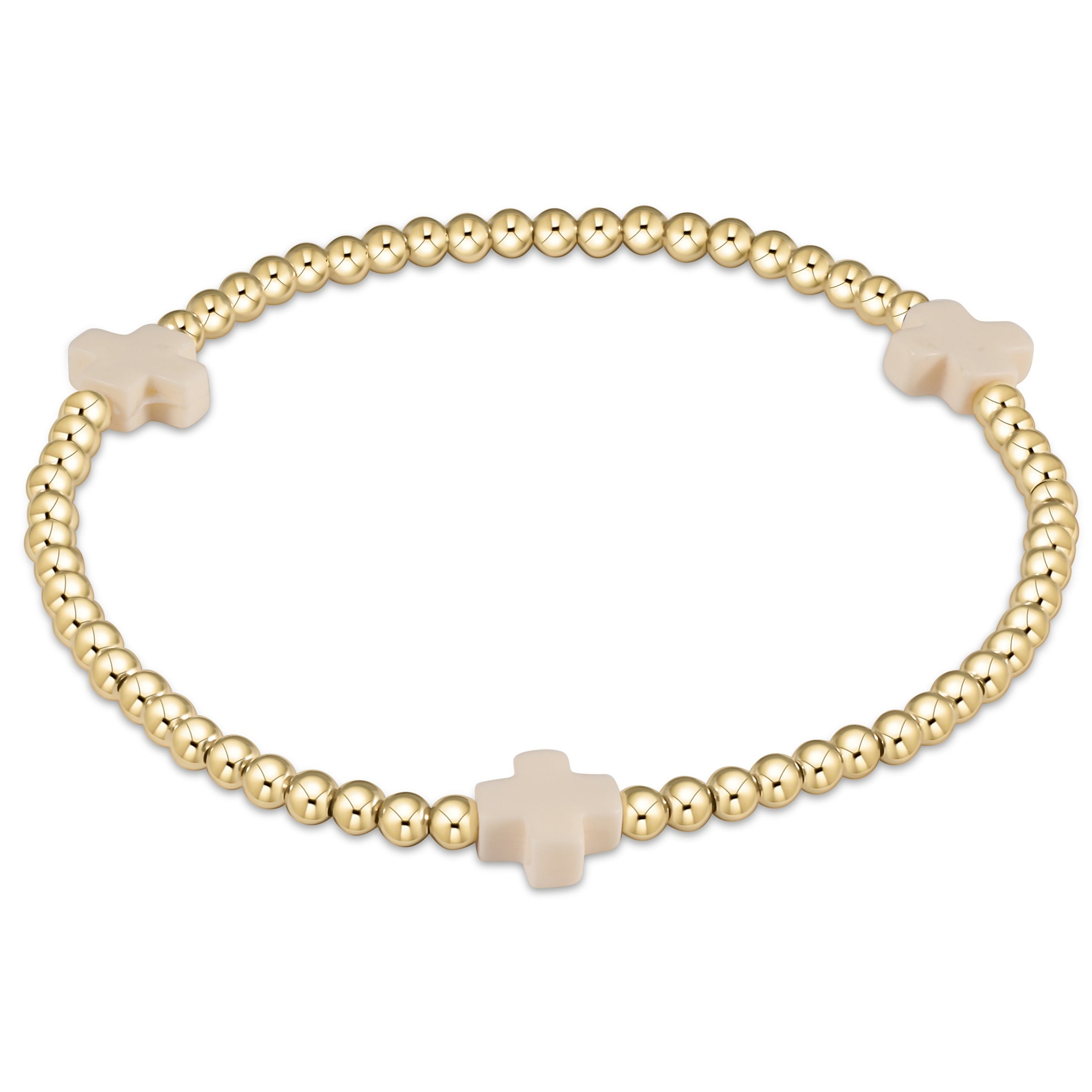 Extends Signature Cross 3mm Gold Bracelet