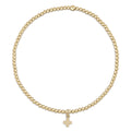 Classic Gold 2mm Bracelet - Signature Cross Small Gold Charm