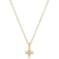 16" Necklace Gold - Signature Cross Beaded Small Gold Charm