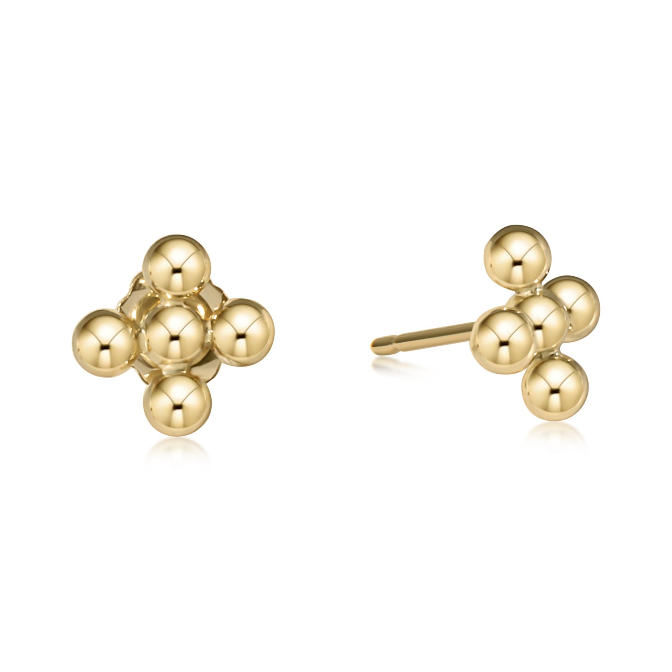 Signature Cross Beaded 3mm Gold Studs