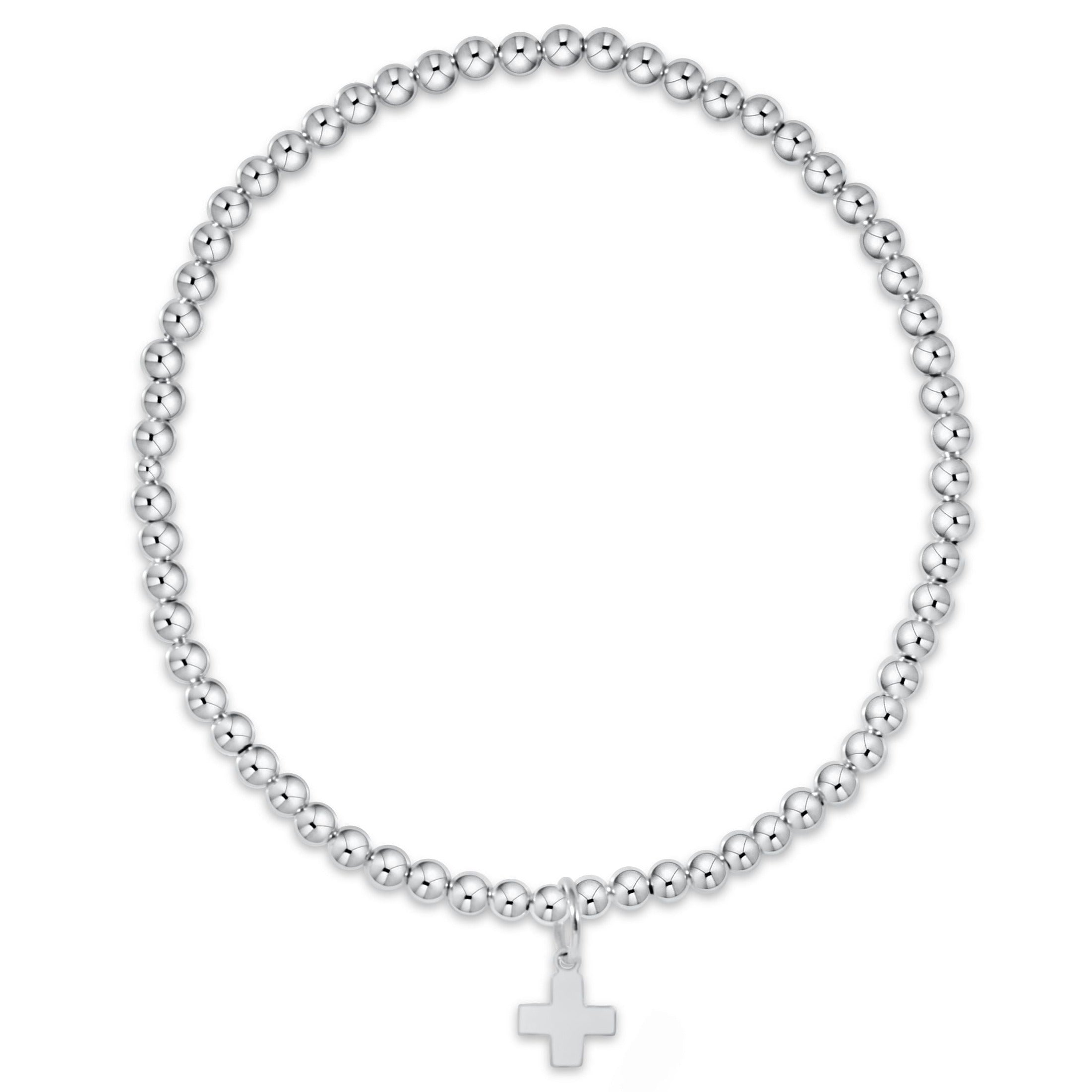 Classic Sterling 3mm Bracelet - Signature Cross Sterling Charm