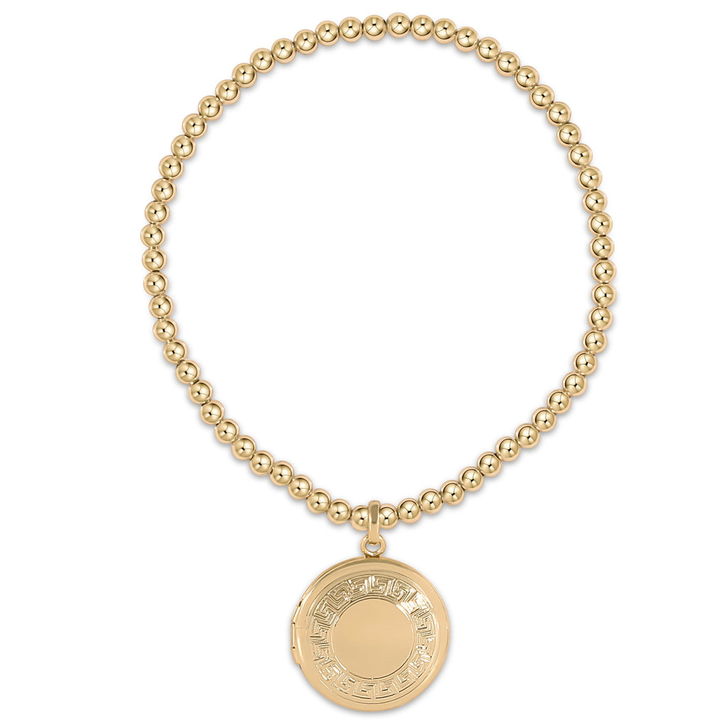 Classic Gold 3mm Bracelet - Cherish Small Gold Locket