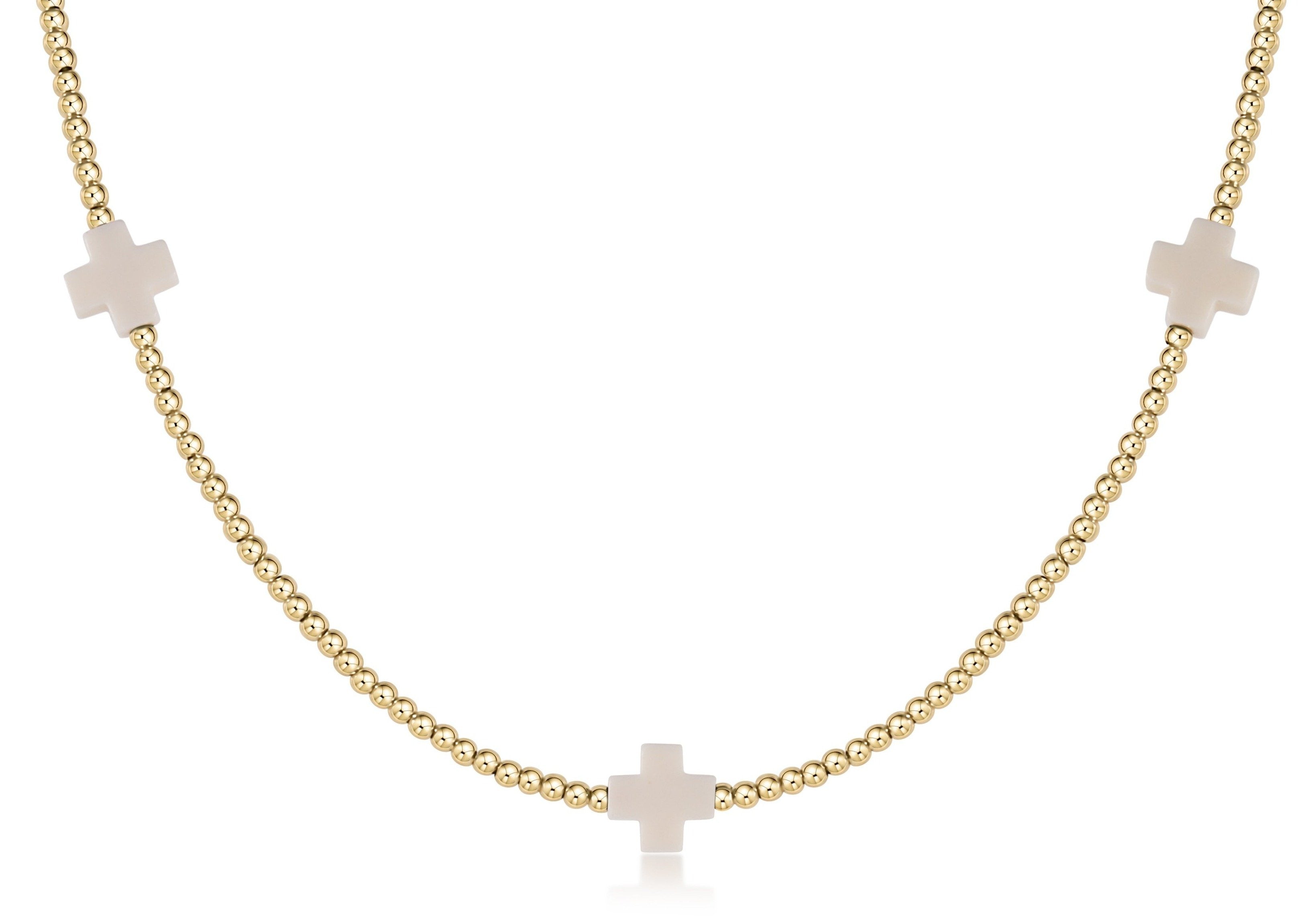 Choker Beaded - Signature Cross 2mm Gold - Off-White