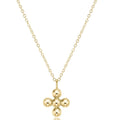 16" Necklace Gold - Signature Cross Beaded Gold 4mm Charm