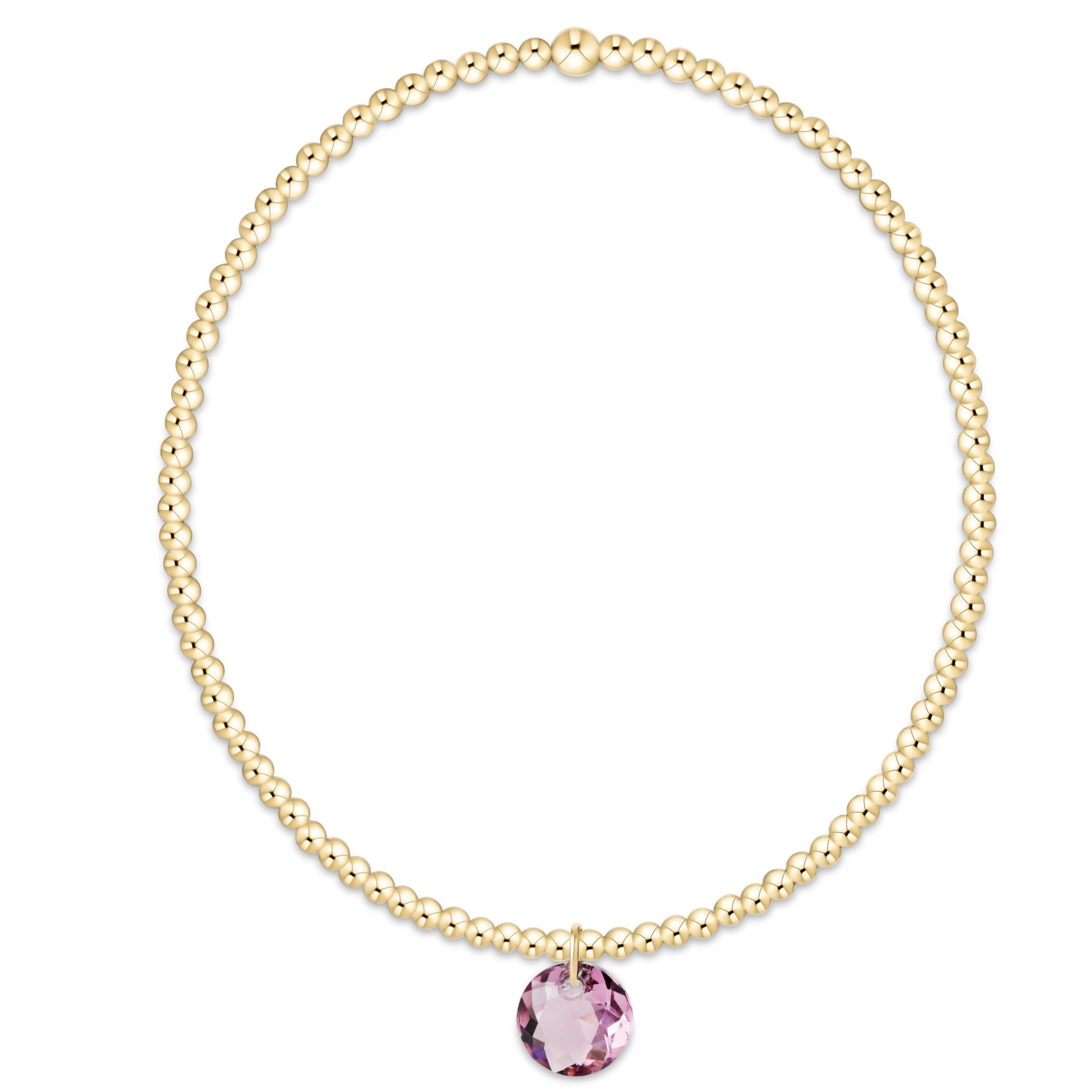 Classic Gold 2mm Bracelet - Reflection Small Charm - 02