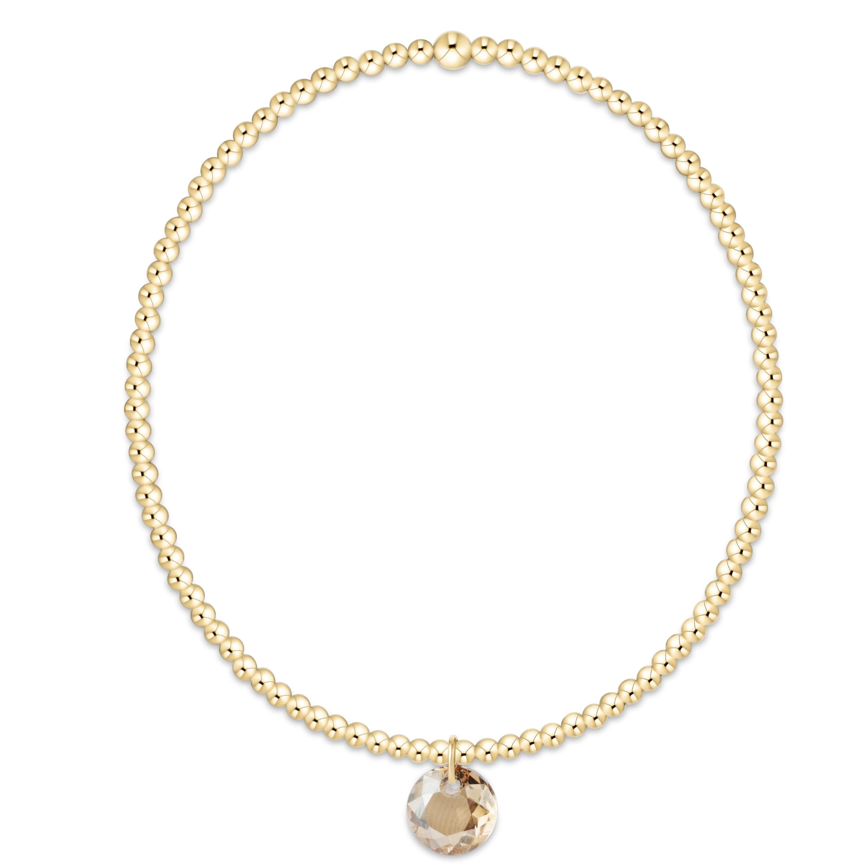 Classic Gold 2mm Bracelet - Reflection Small Charm - 11