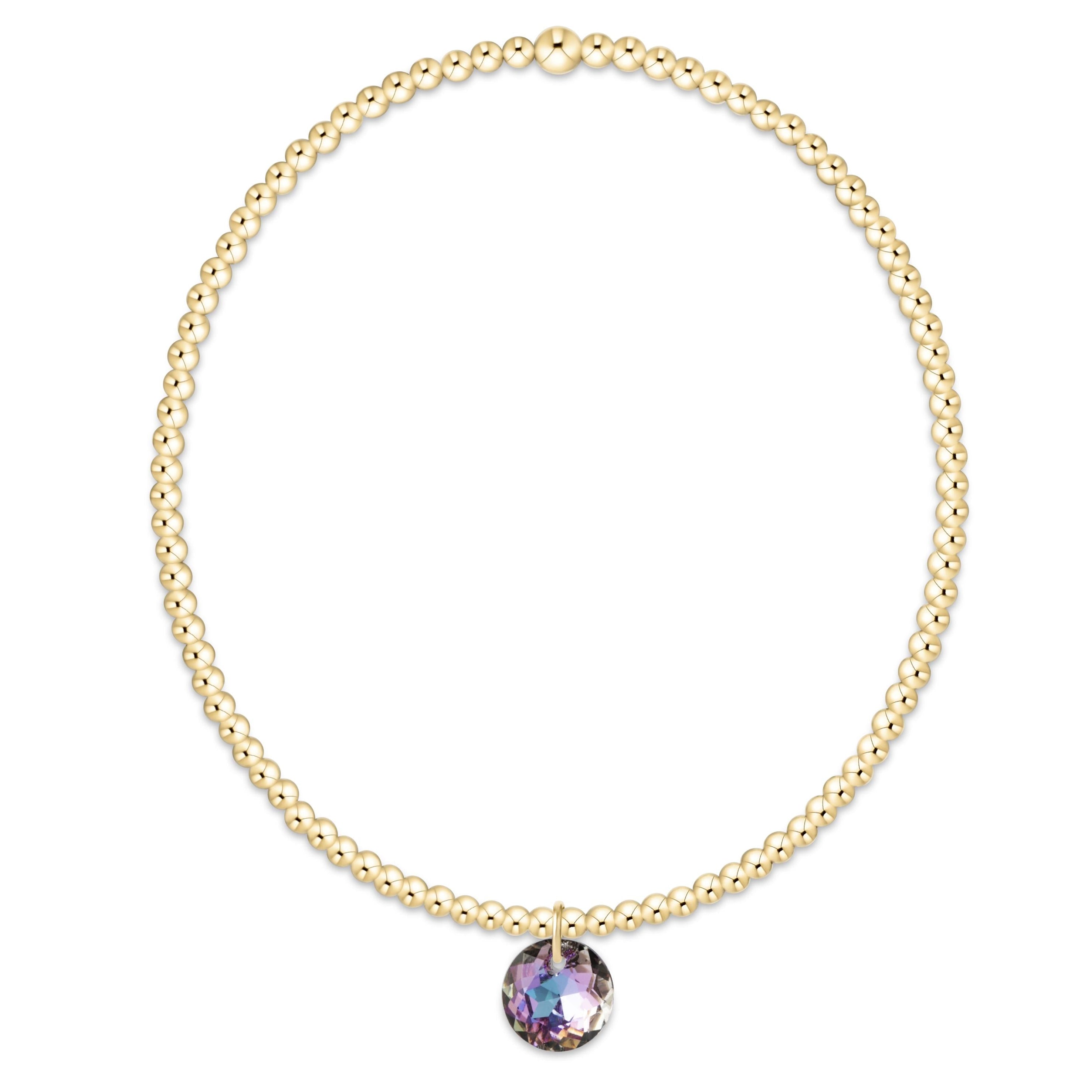 Classic Gold 2mm Bracelet - Reflection Small Charm - 06