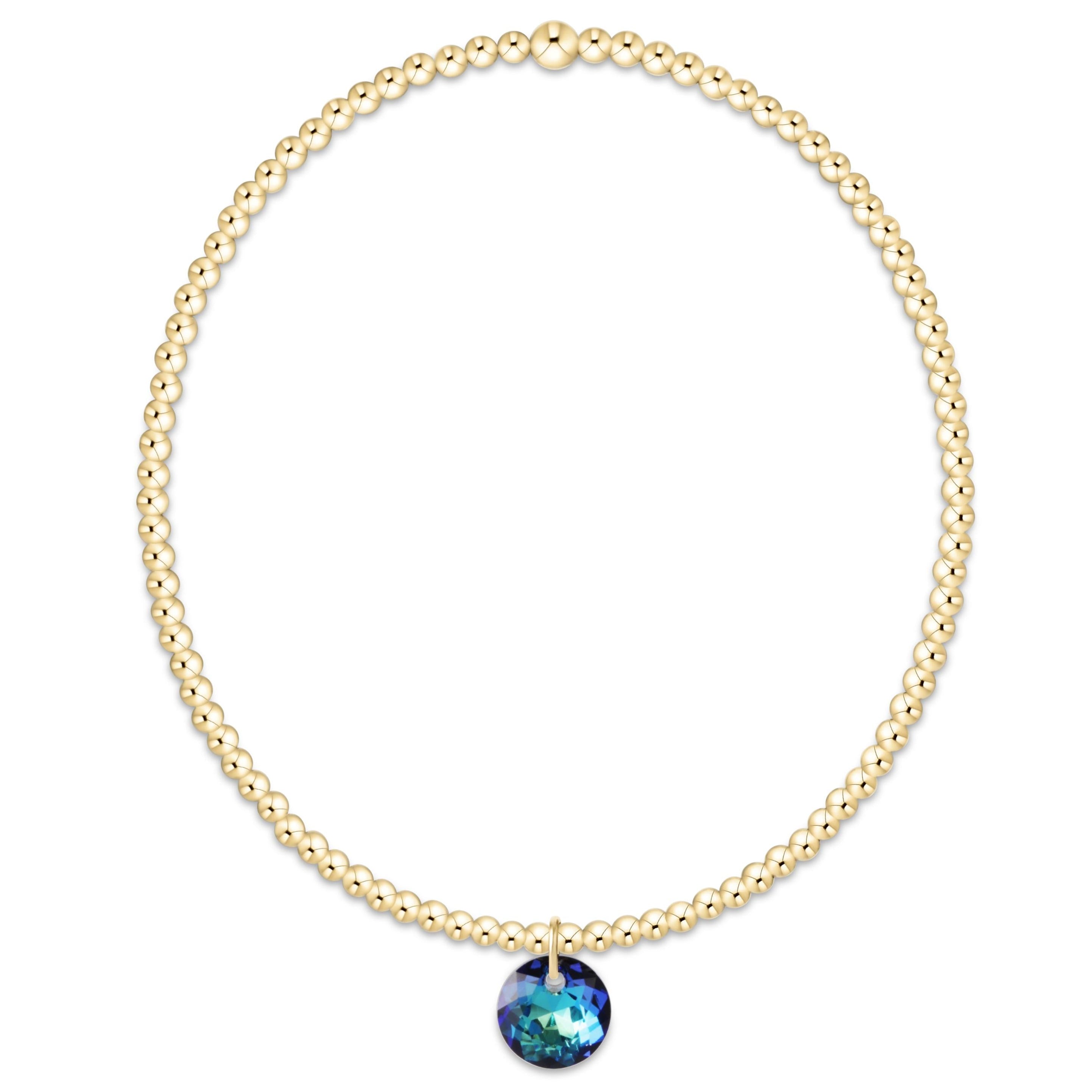 Classic Gold 2mm Bracelet - Reflection Small Charm - 12