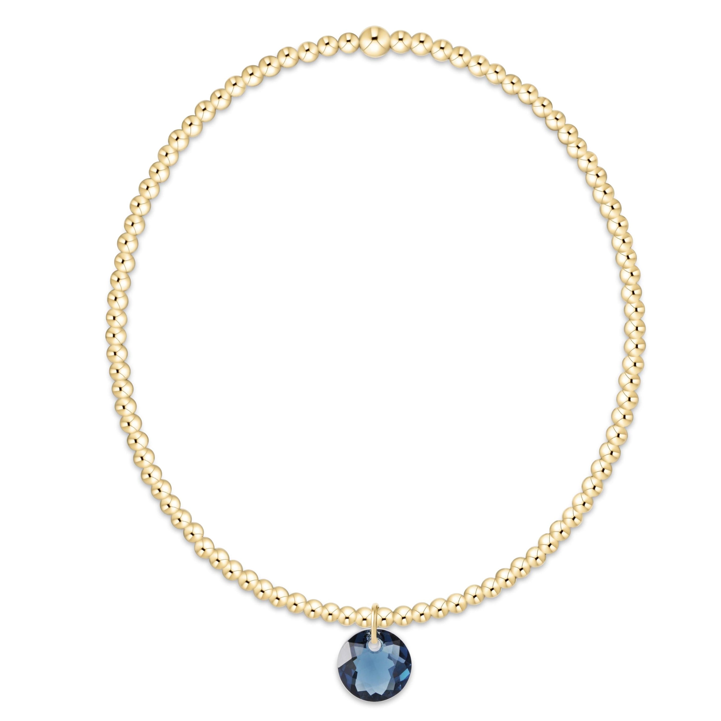 Classic Gold 2mm Bracelet - Reflection Small Charm - 09