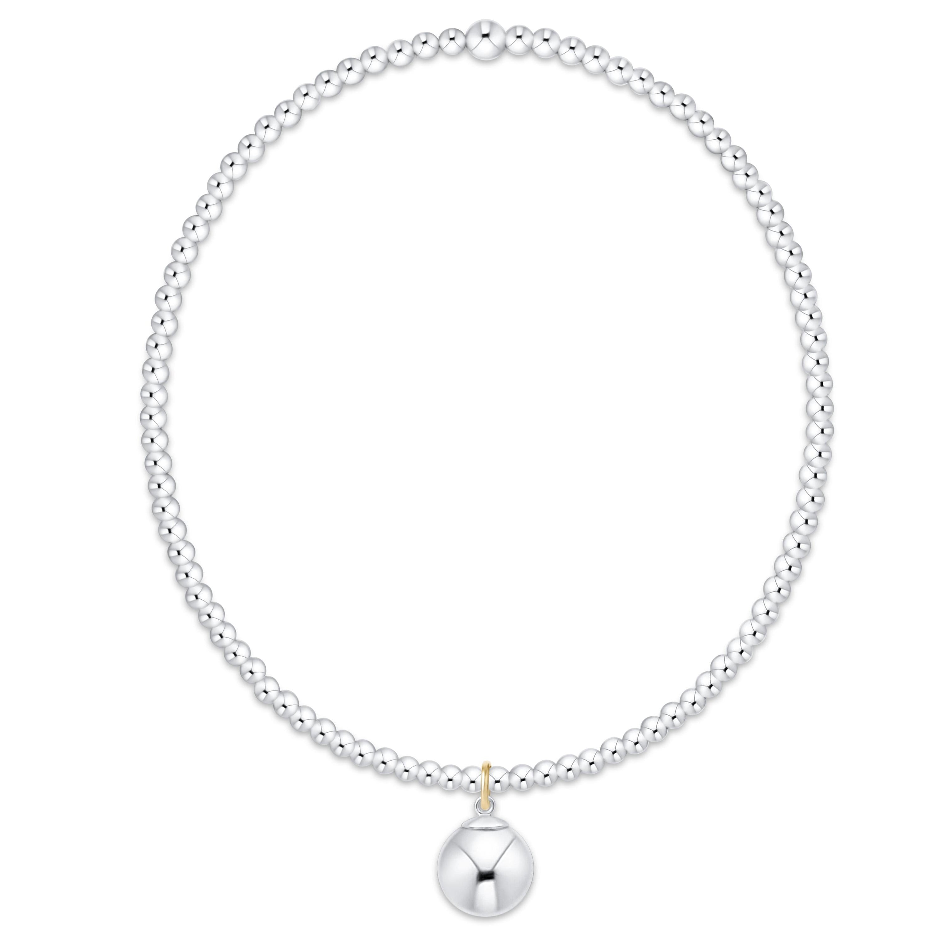 Classic Sterling 2mm Bracelet - Classic Sterling 8mm Charm