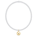 Classic Mixed Metal 2mm Bracelet - Classic Gold 8mm Charm