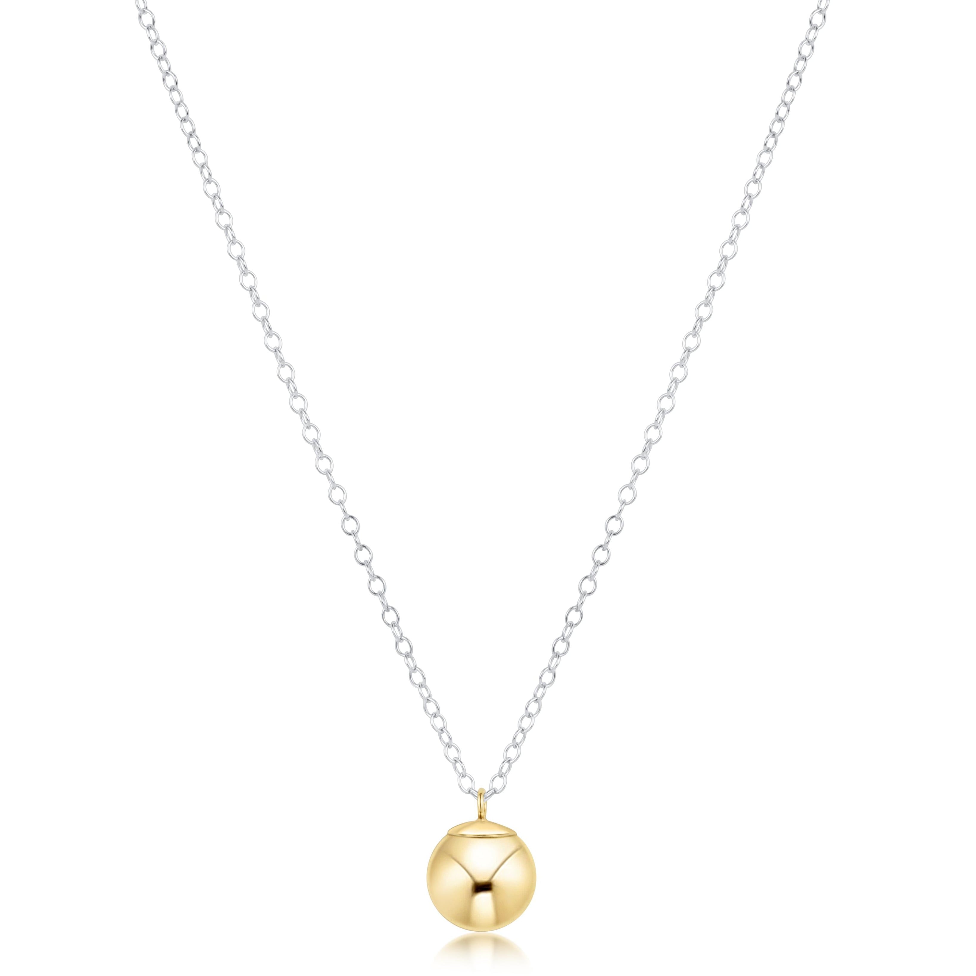 16" Necklace Mixed Metal - Classic Gold 8mm Charm