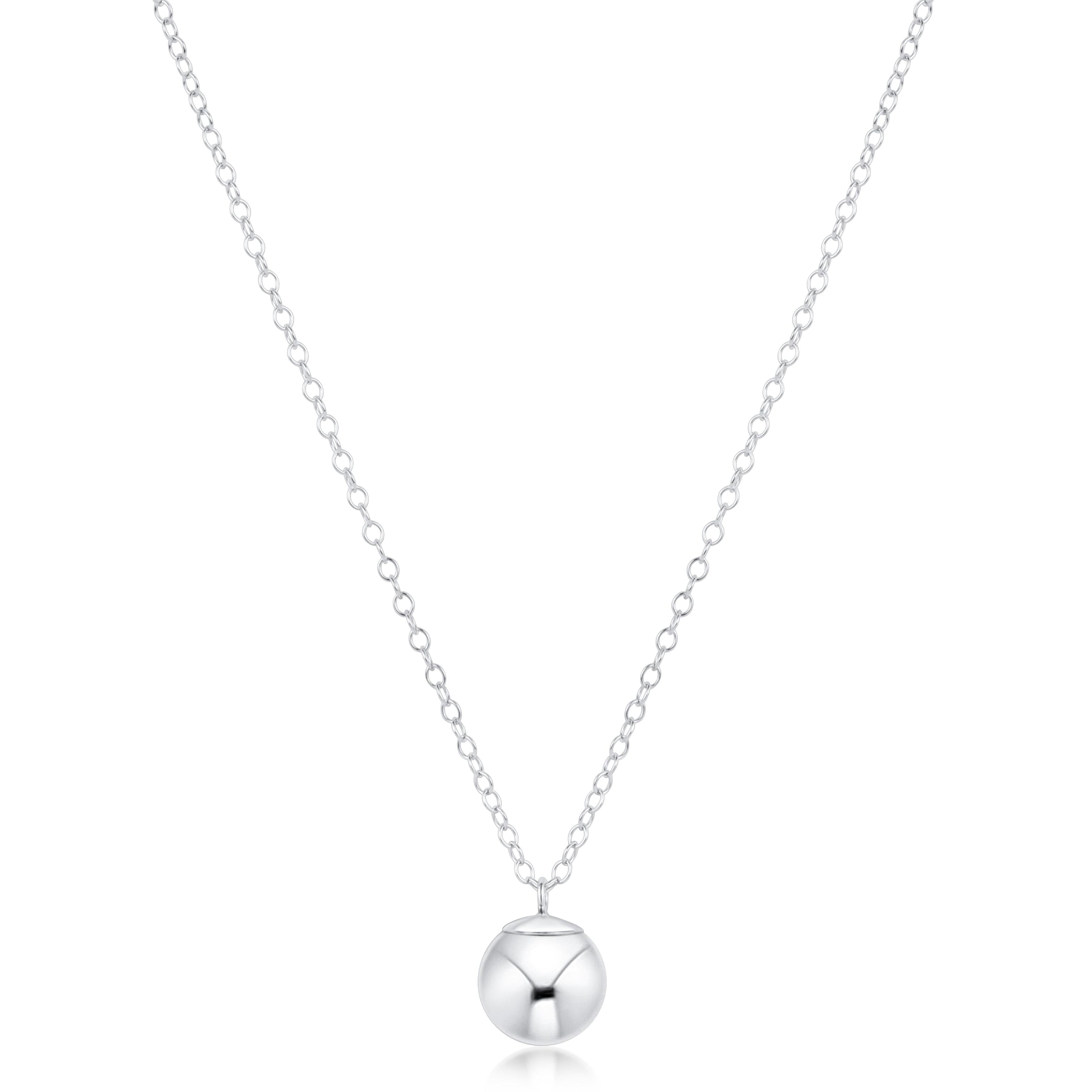 16" Necklace Sterling - Classic Sterling 8mm Charm