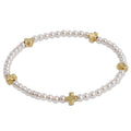 egirl Signature Cross Small 3mm Pearl Bracelet - Gold