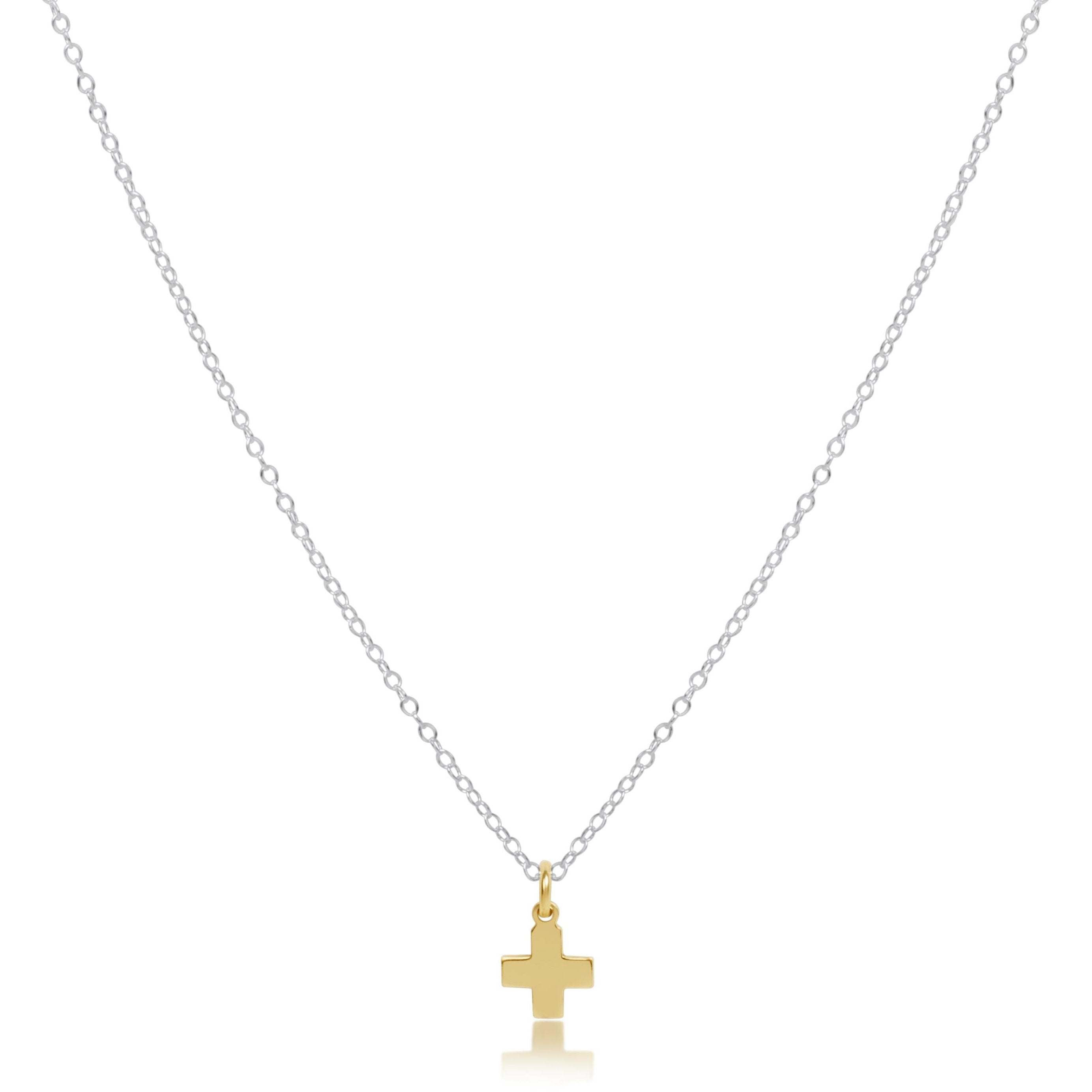 16" Necklace Mixed Metal - Signature Cross Gold Charm