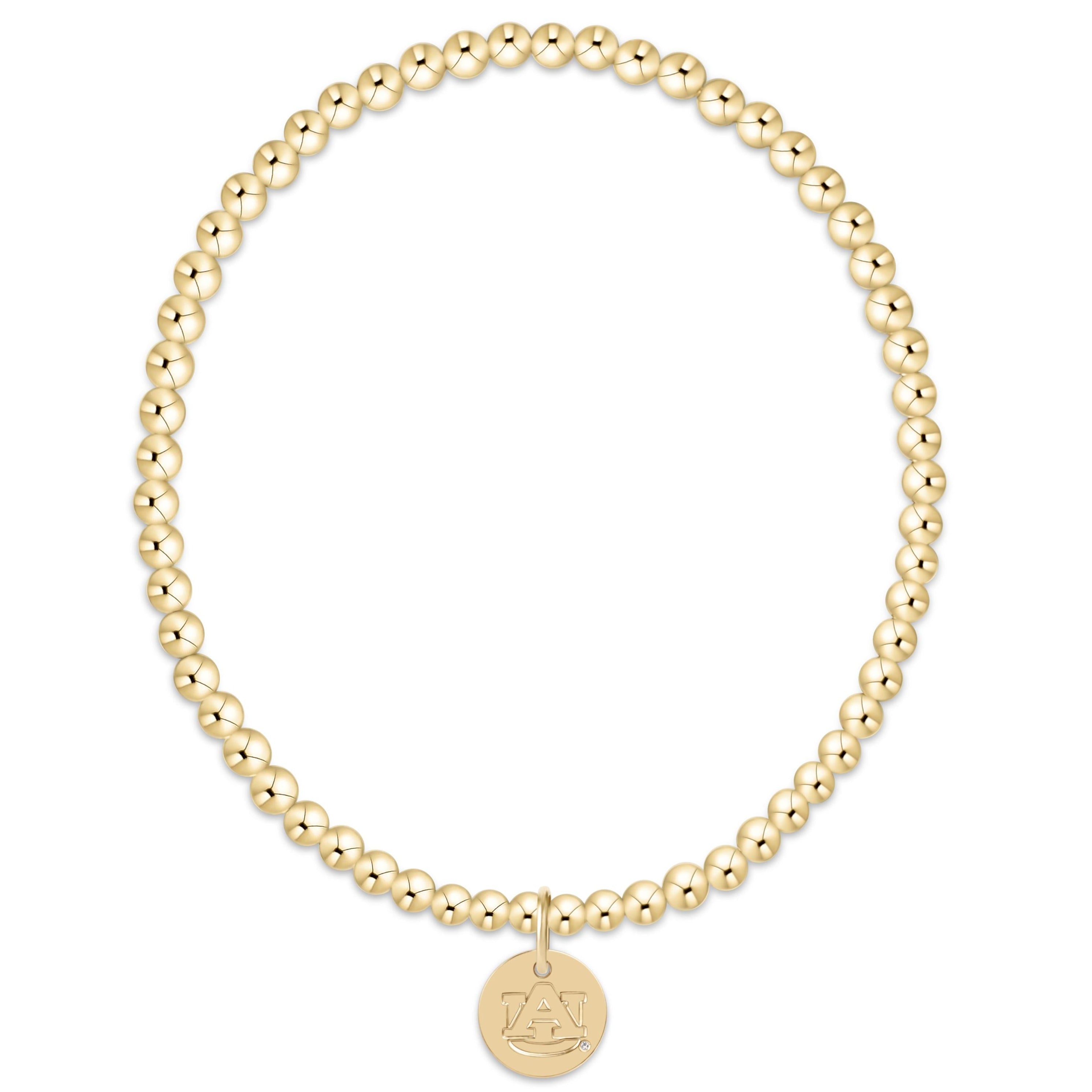 eCOLLEGIATE Classic Gold 3mm Bracelet - Auburn Disc