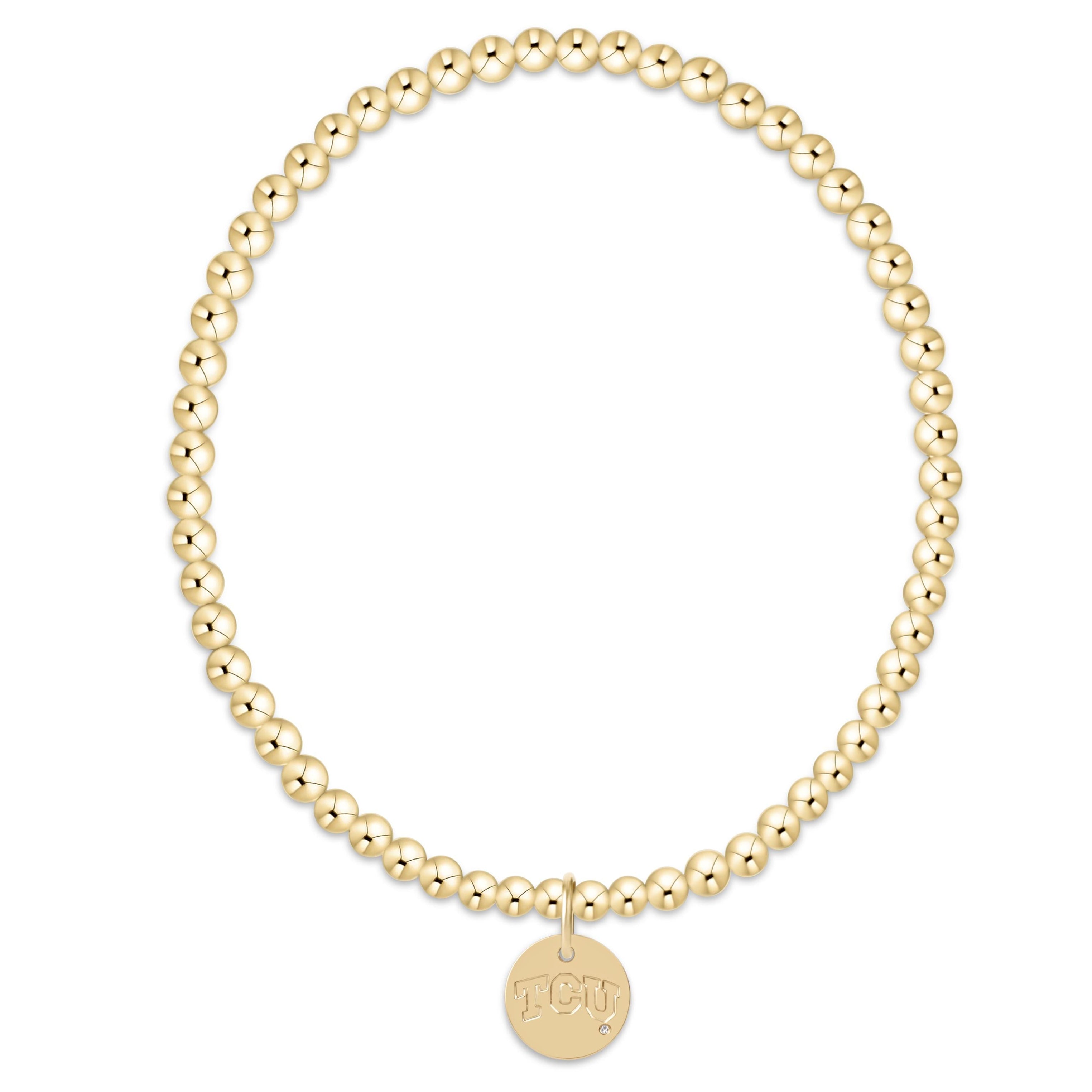 eCOLLEGIATE Classic Gold 3mm Bracelet - TCU Disc