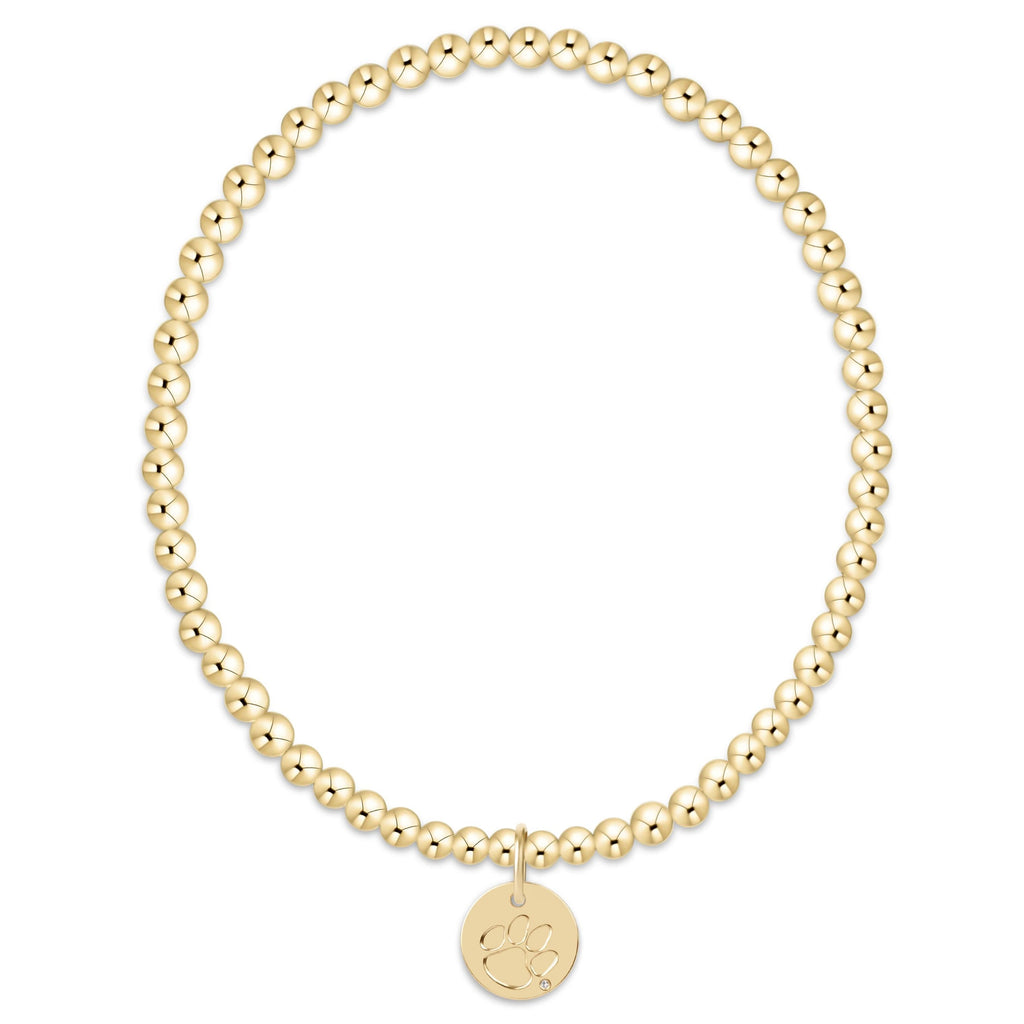 eCOLLEGIATE Classic Gold 3mm Bracelet - Clemson Disc