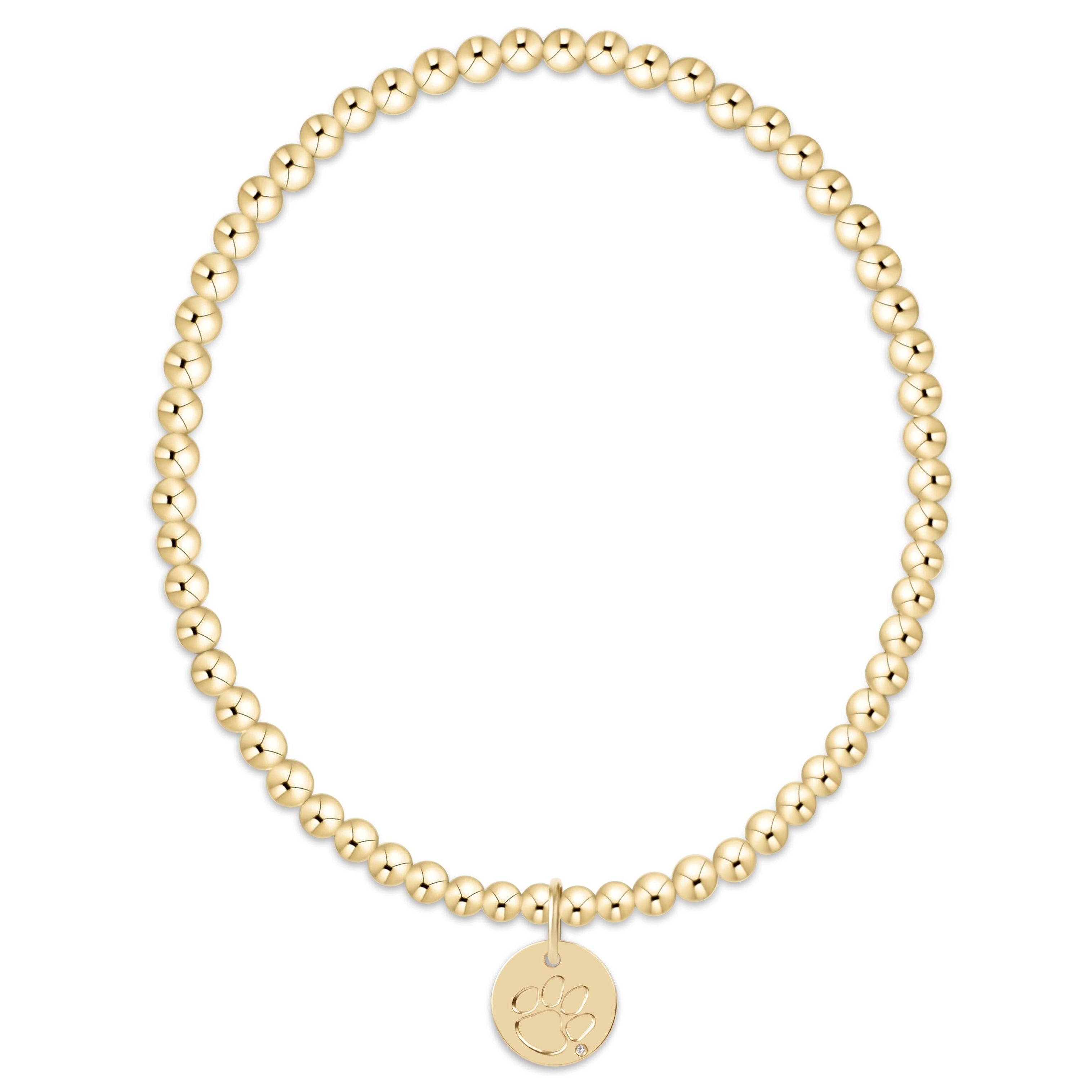 eCOLLEGIATE Classic Gold 3mm Bracelet - Clemson Disc