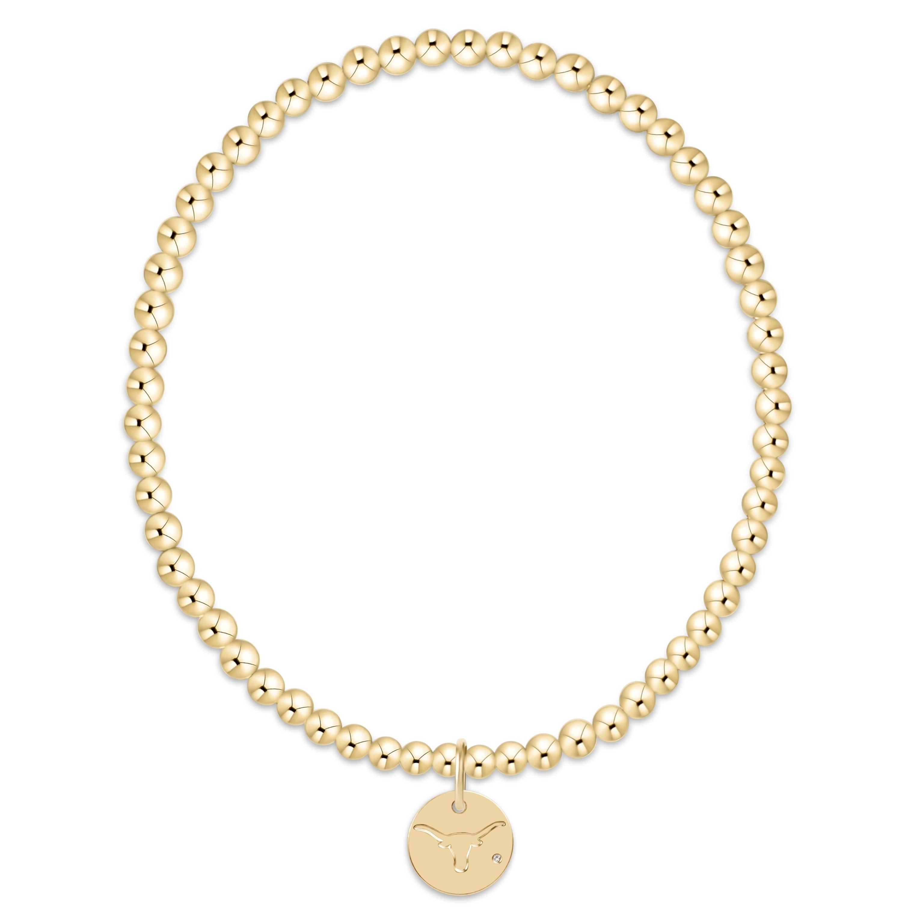 eCOLLEGIATE Classic Gold 3mm Bracelet - UT Austin Disc