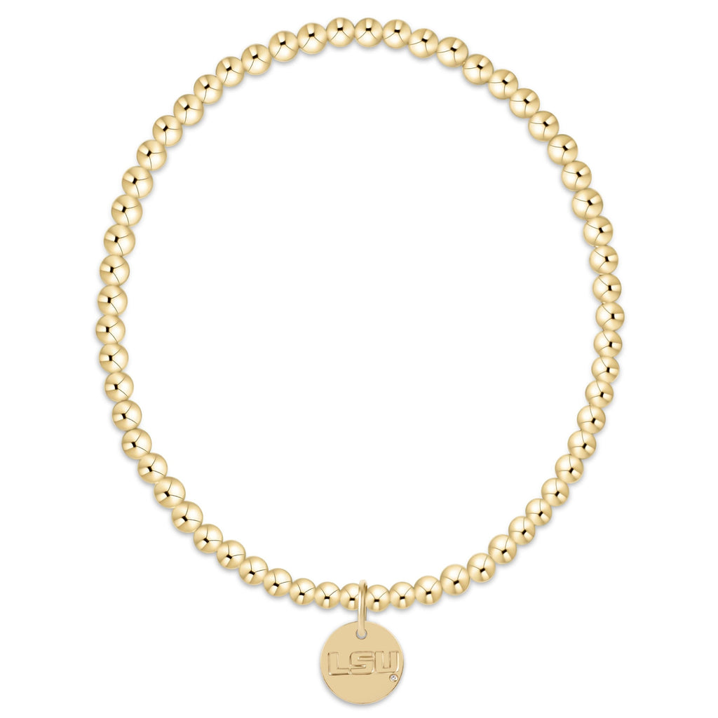 eCOLLEGIATE Classic Gold 3mm Bracelet - LSU Disc
