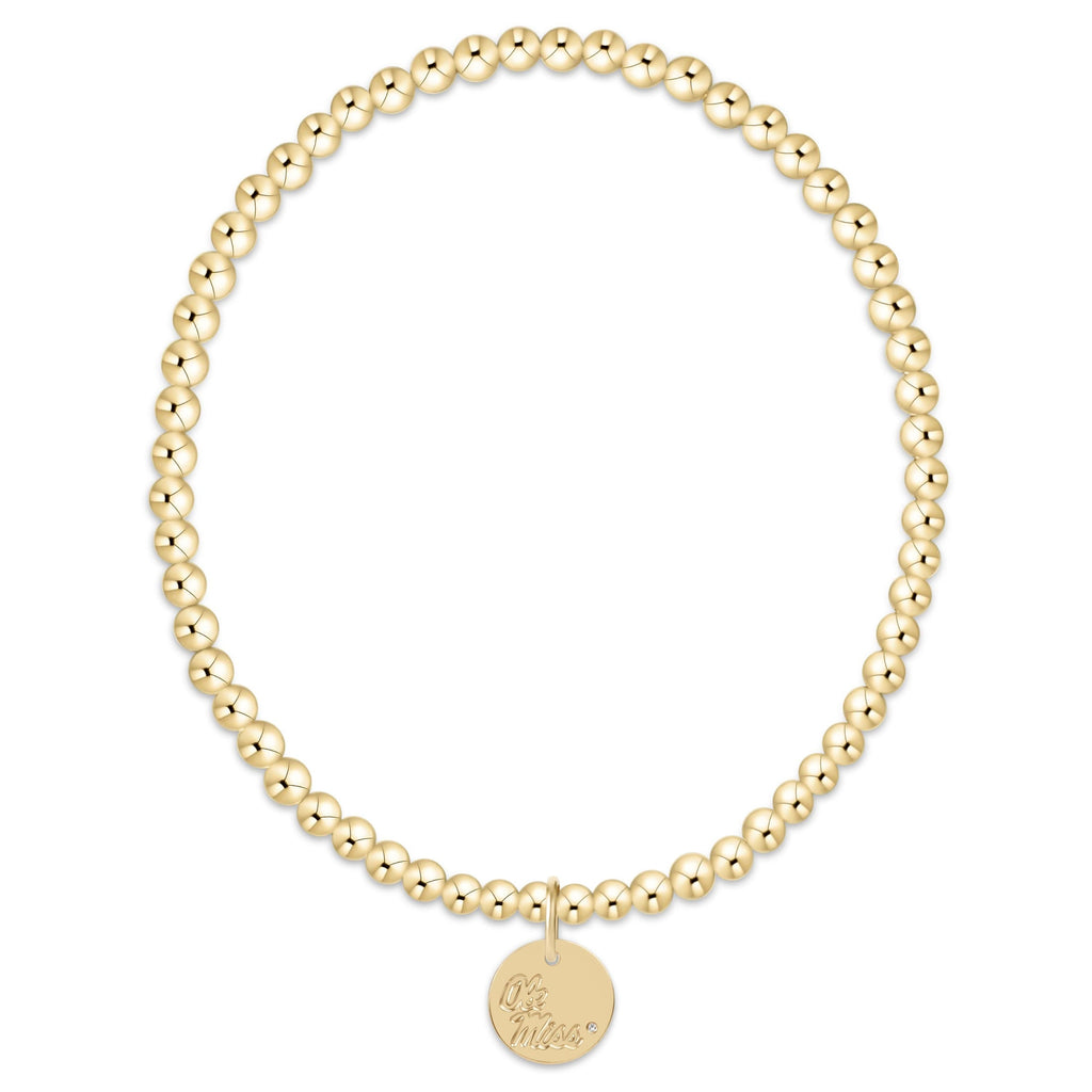 eCOLLEGIATE Classic Gold 3mm Bracelet - Ole Miss Disc