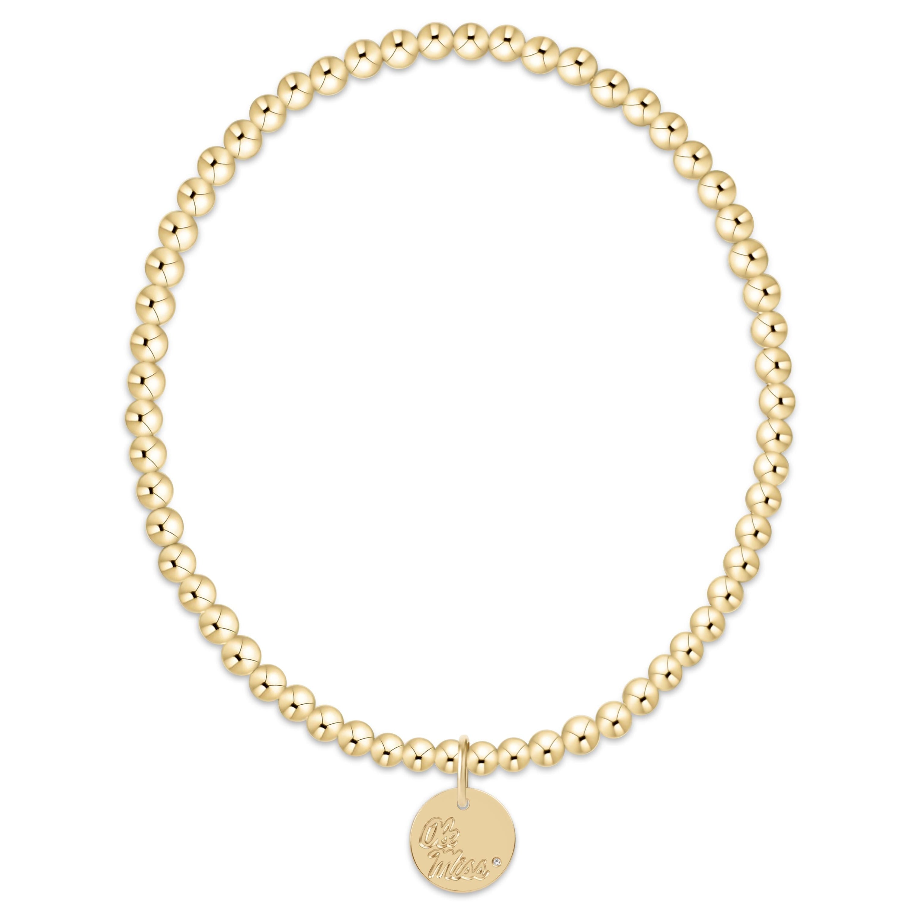 eCOLLEGIATE Classic Gold 3mm Bracelet - Ole Miss Disc